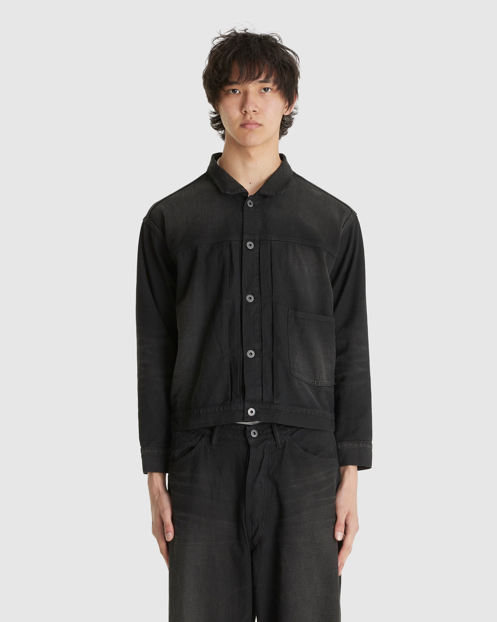 T.T LOT.309 Buckle-Backed Jacket Damaged Sumi Dyed Black T.T LOT.309 Buckle-Backed Jacket Damaged Sumi Dyed Black