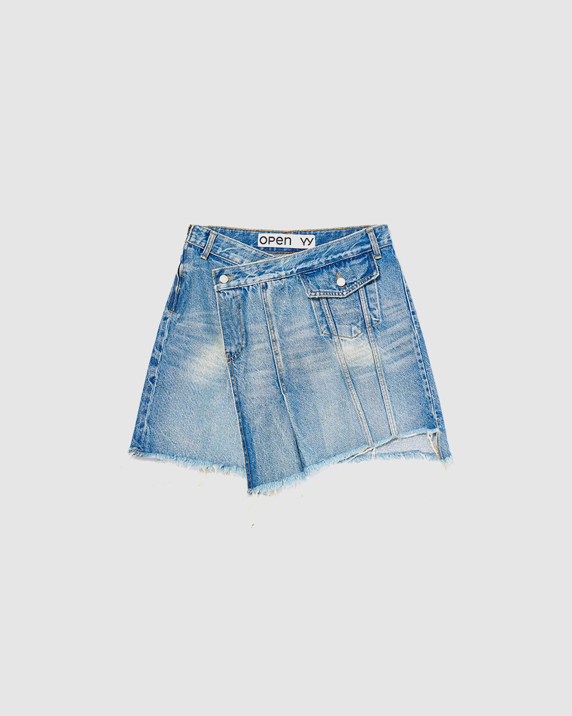 open yy スカート OPEN YY / オープンワイワイ】FRONT JEAN EFFECTJERSEY SKIRT