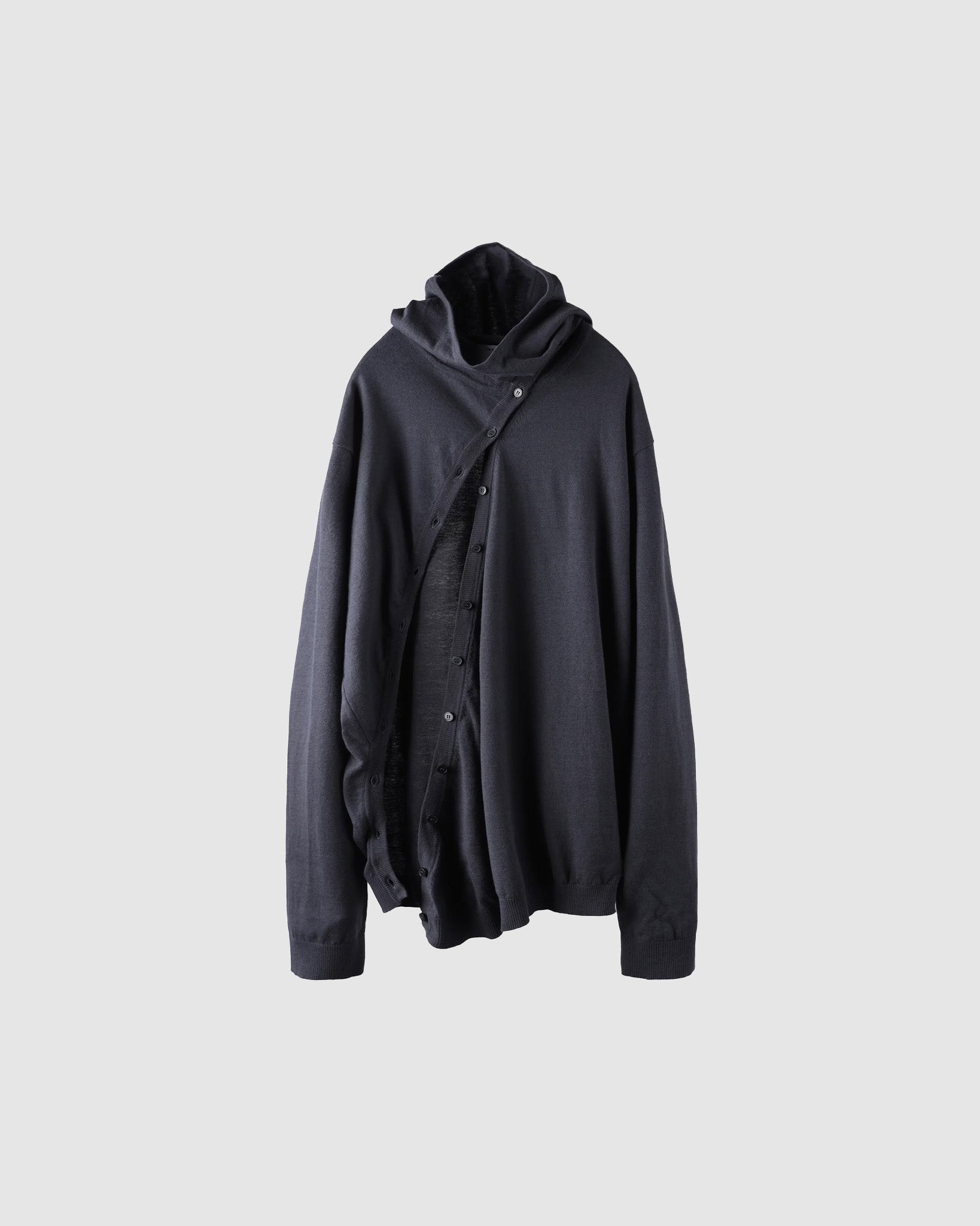 POST ARCHIVE FACTION 8.0 Knit Hoodie Centre Charcoal \u2013 Chinatown