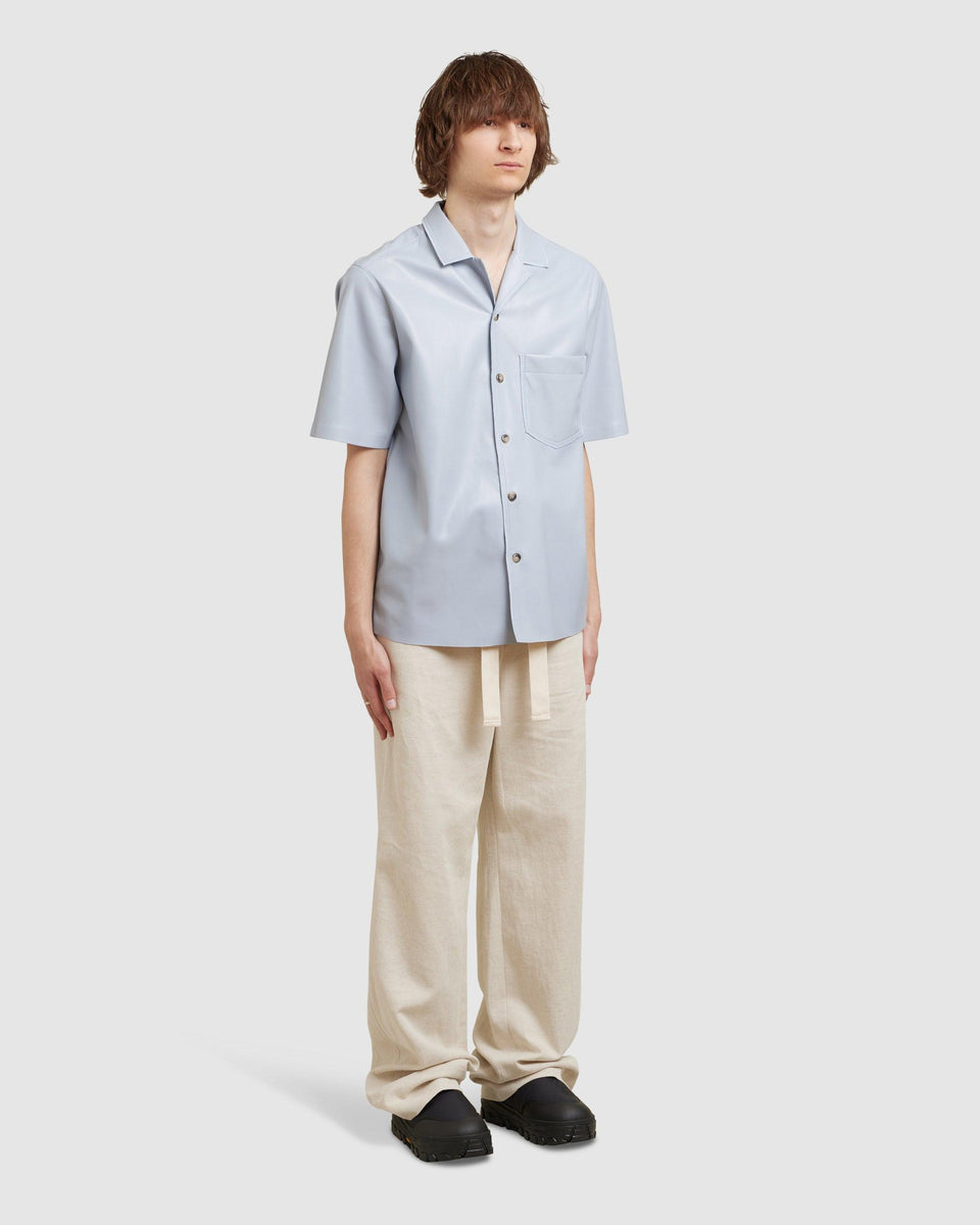 NANUSHKA Bodil AltLeather Shirt Dusty Blue Chinatown Country Club