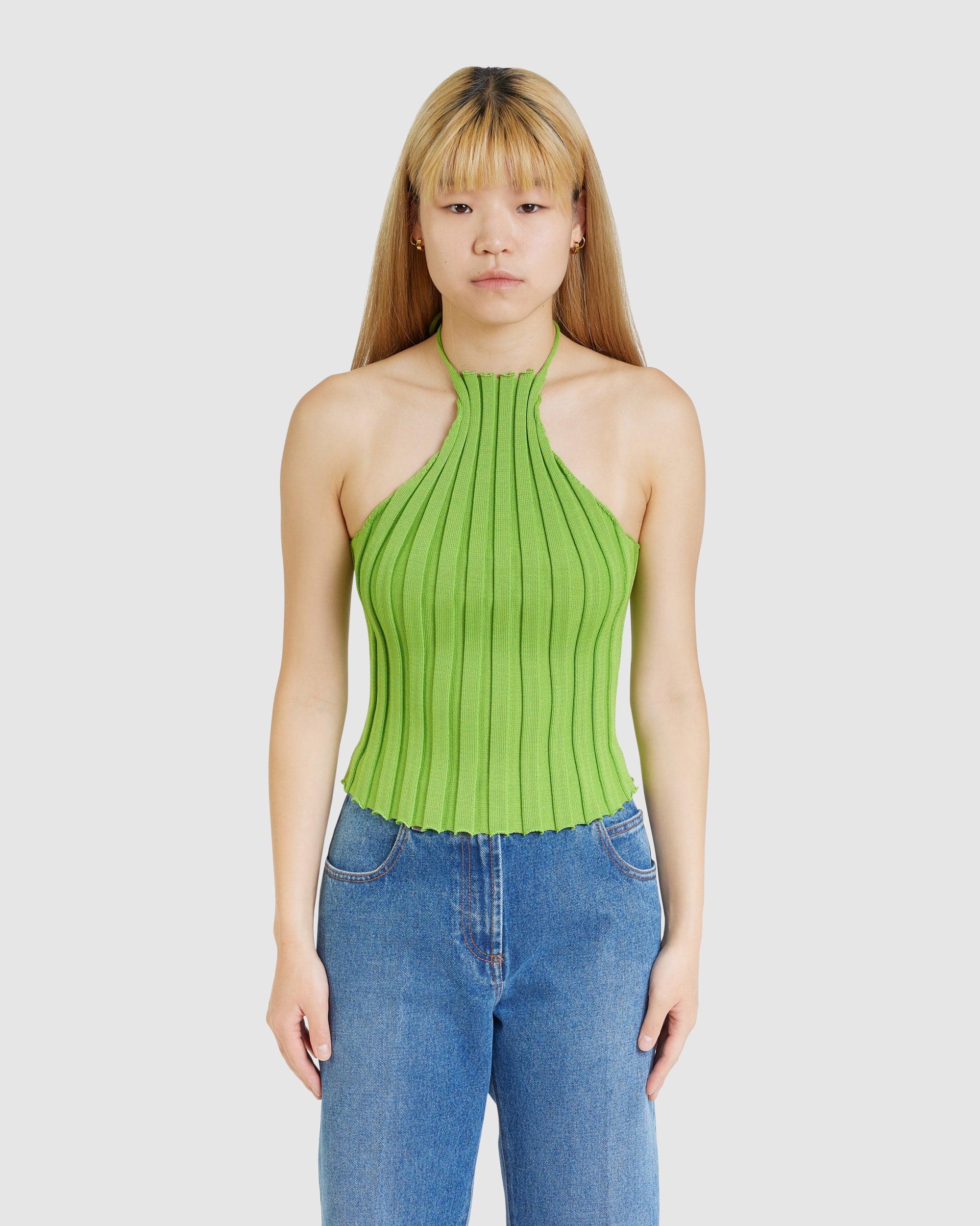 A. ROEGE HOVE Katherine Halterneck Top Apple Green – Chinatown