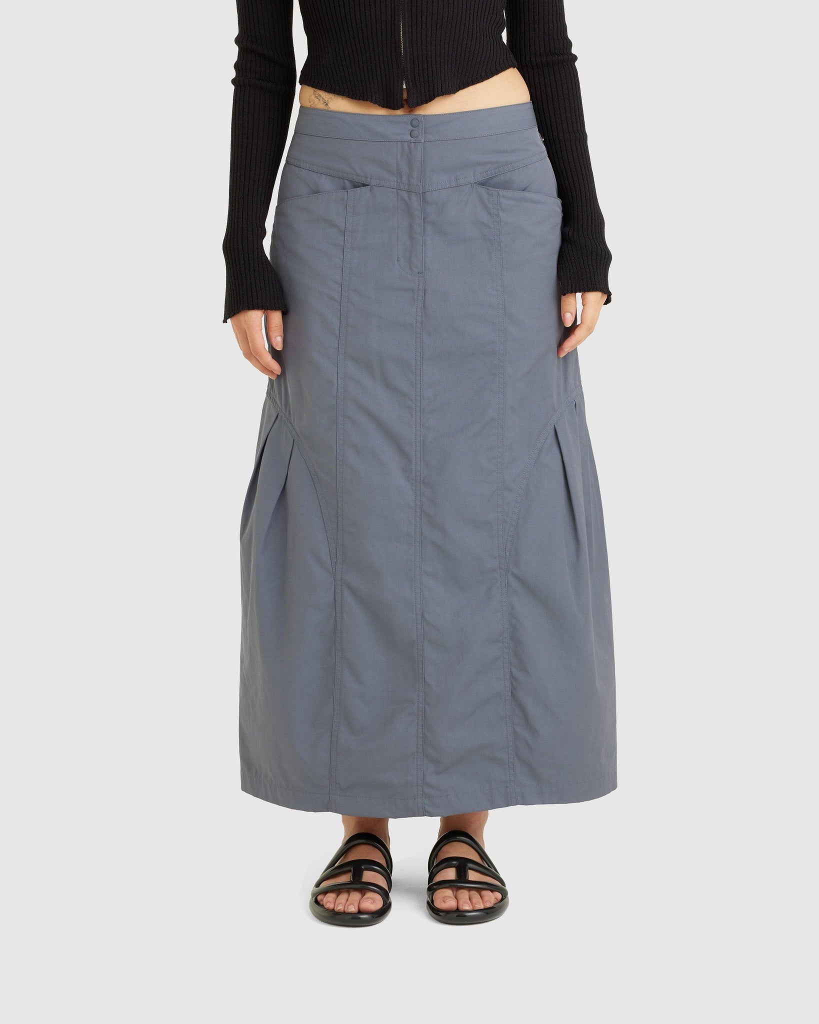 Rhombus Long Skirt Blue Grey - {{ collection.title }} - Chinatown Country Club 