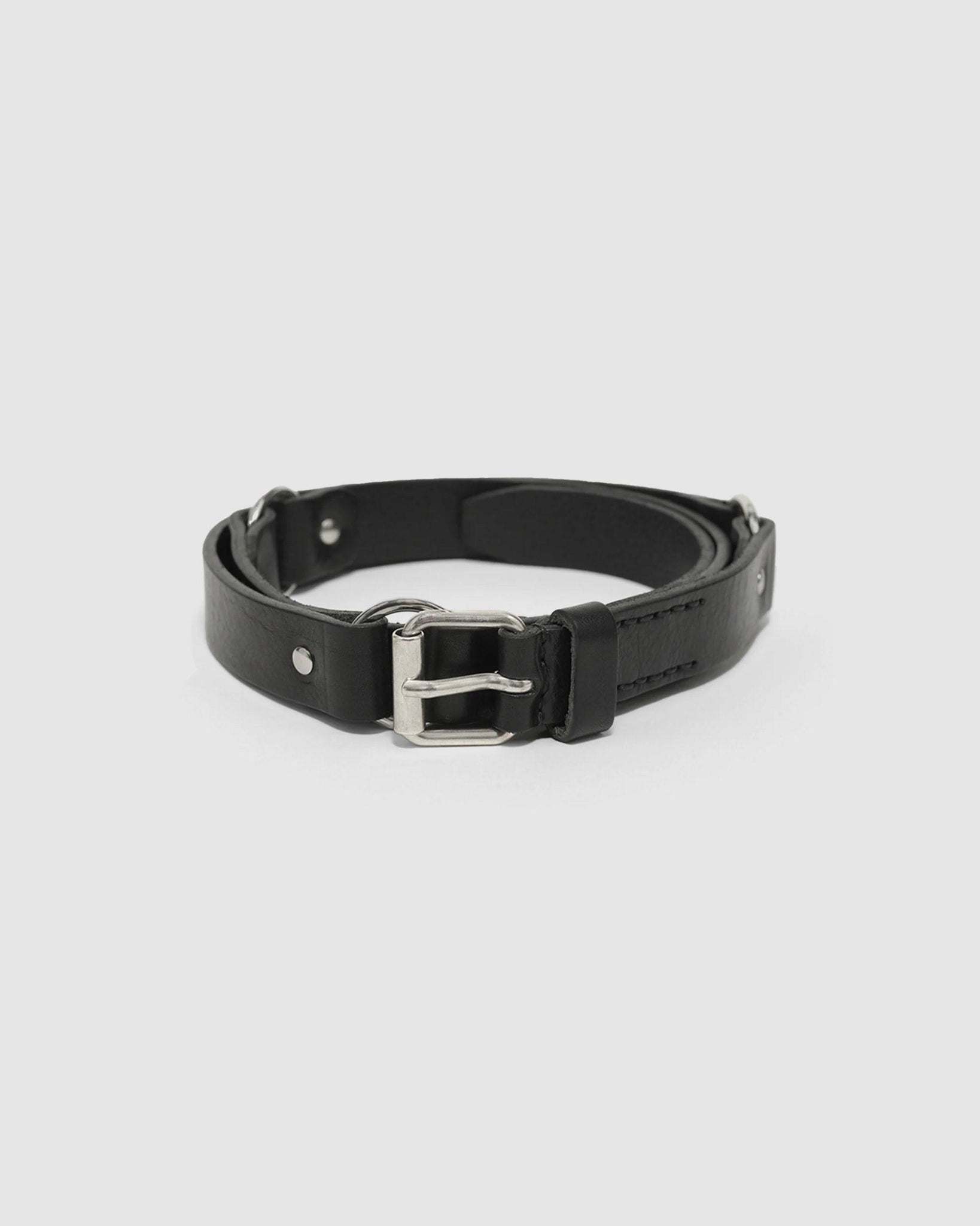 2.5cm Ring Belt Grizzly Black Leather - {{ collection.title }} - Chinatown Country Club 