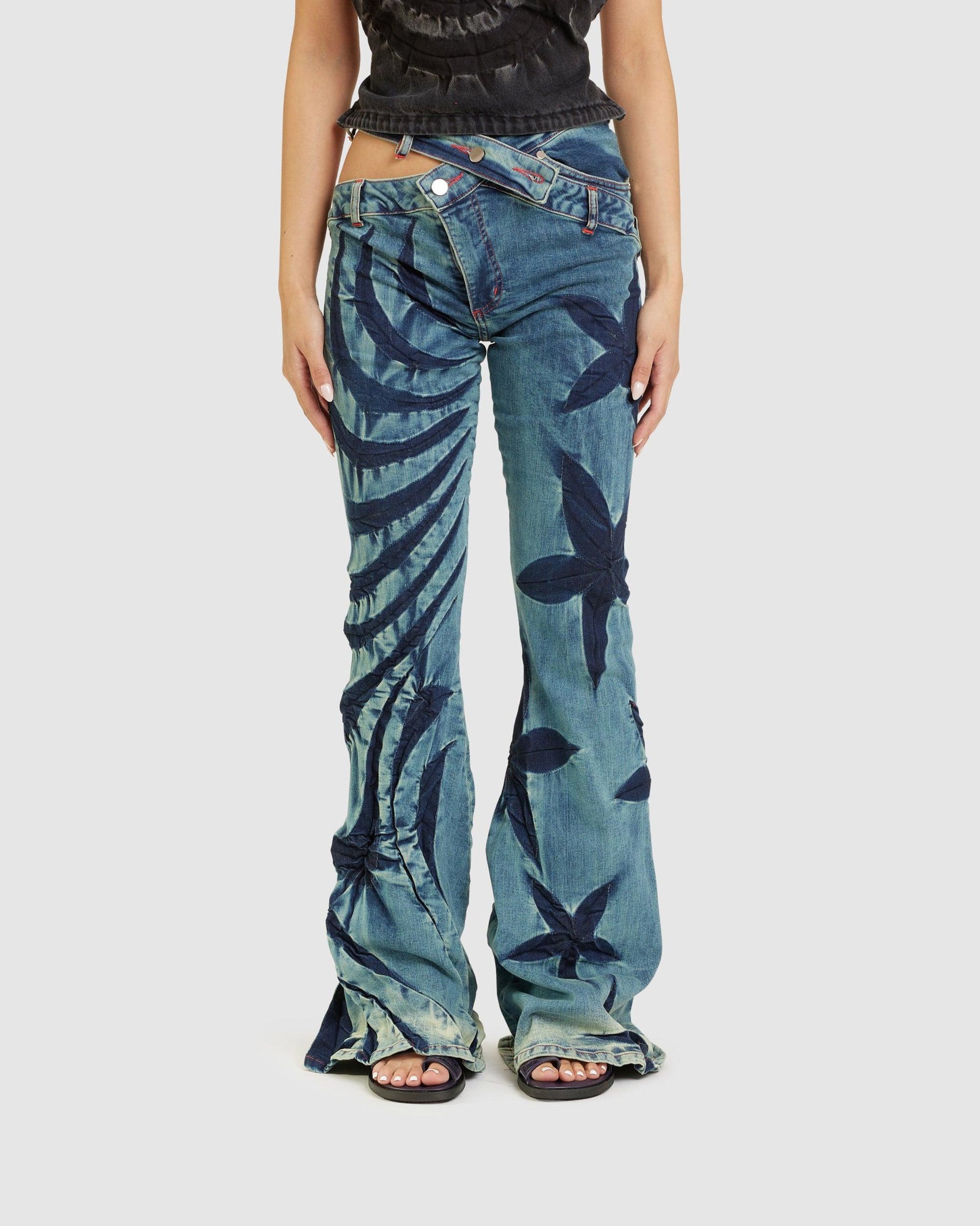 50/50 Flower Bias Cut Fade Jeans - {{ collection.title }} - Chinatown Country Club 