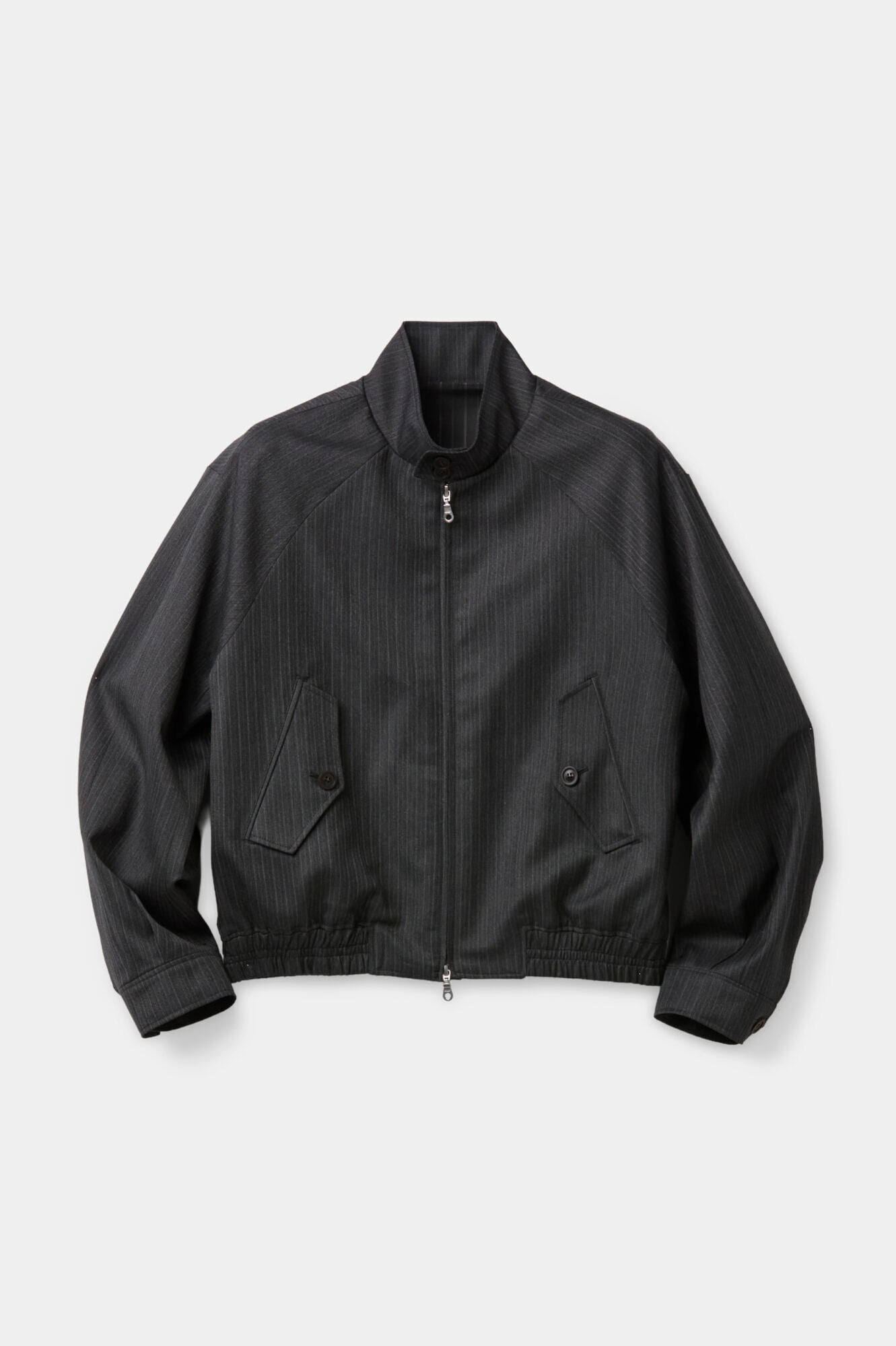 Striped Wool Blend Harrington Jacket