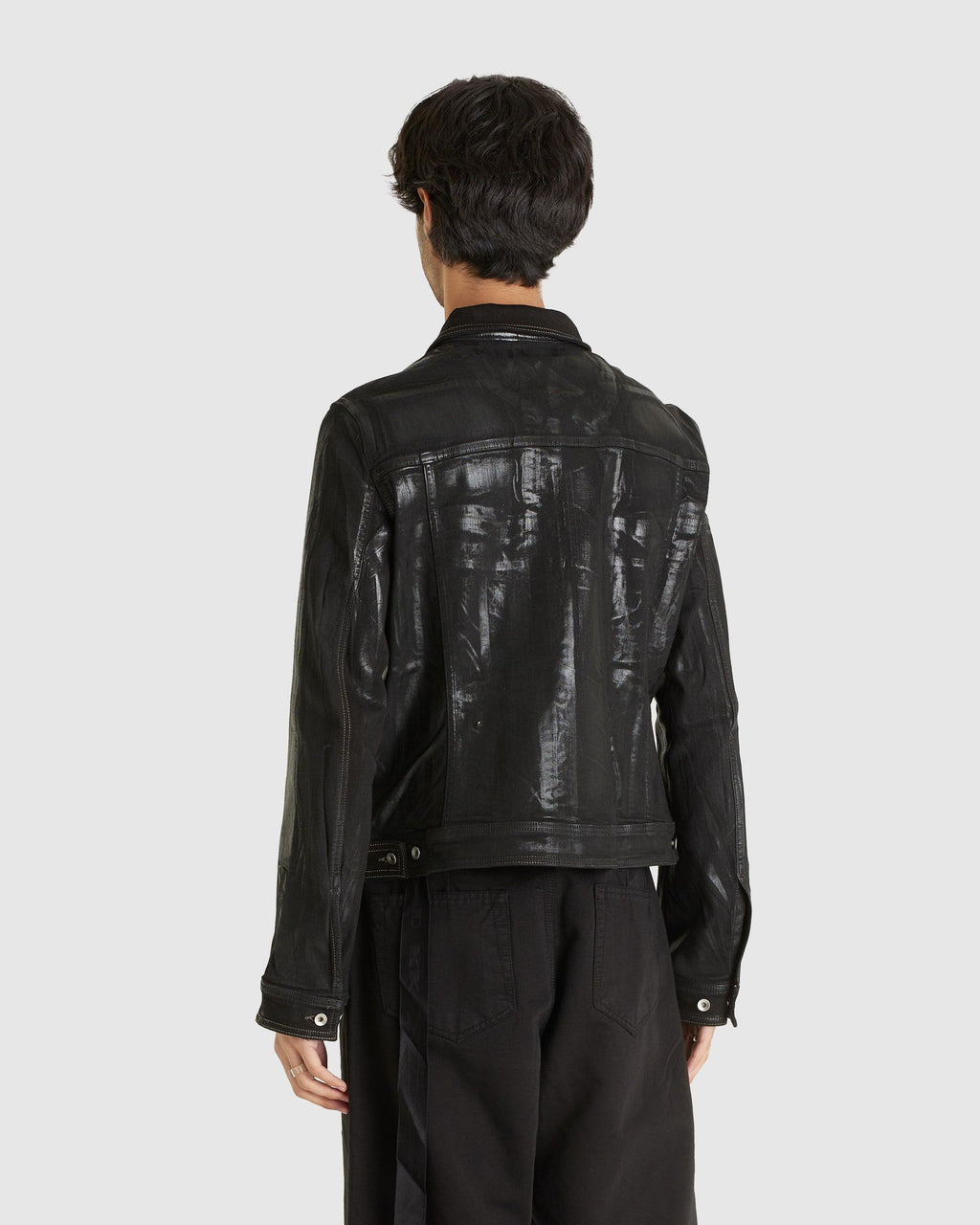 Trucker Jacket Coated Denim Black