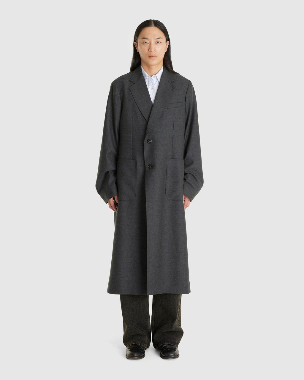 Robe Overcoat Premium Charcoal Office Wool