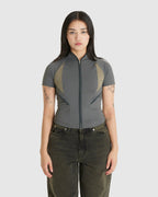 Slashed Zip Top Khaki