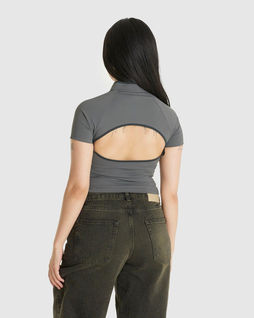 Slashed Zip Top Khaki