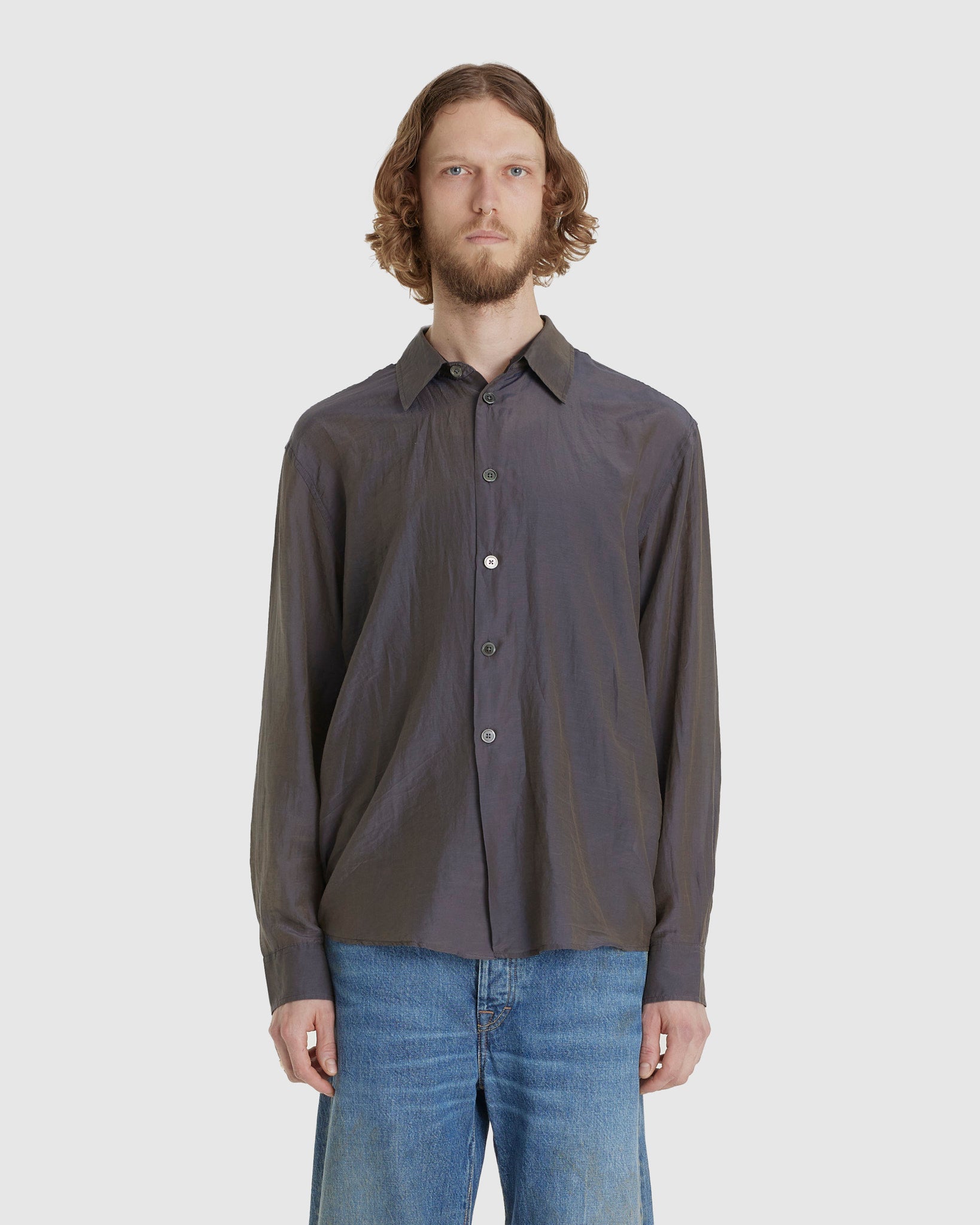Beyond Shirt Charcoal Bordeaux Cotton Silk