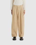 Over-dyeing Wide Tuck Denim Pants Beige