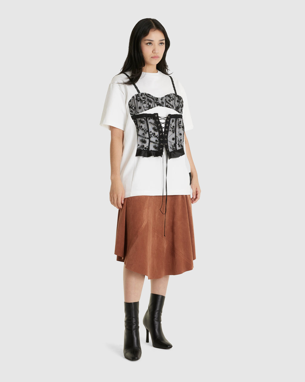 Lace Corset Oversized T-Shirt