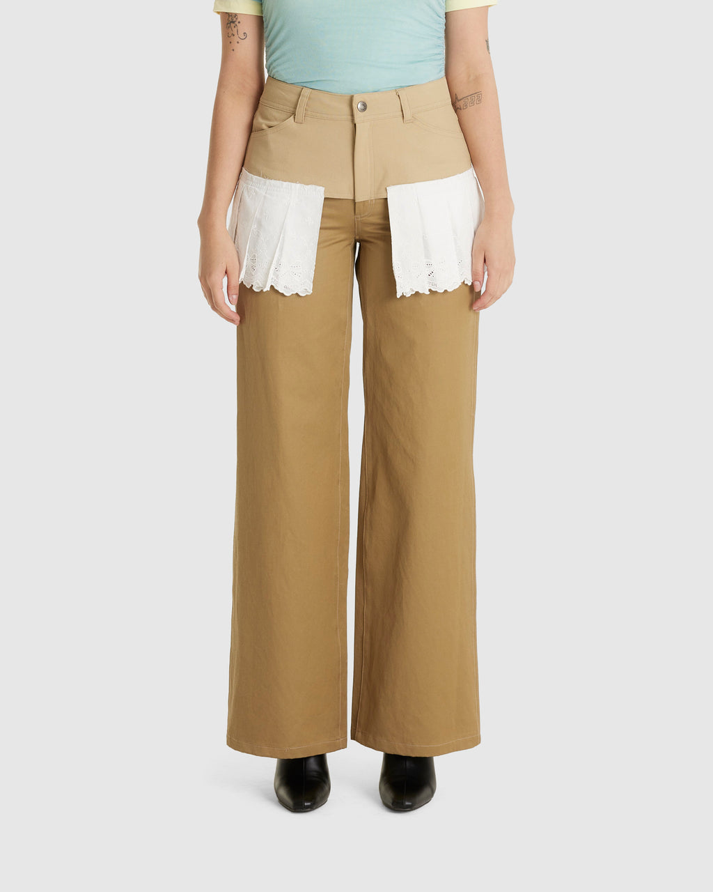 Lace Pleats Skirt Pants