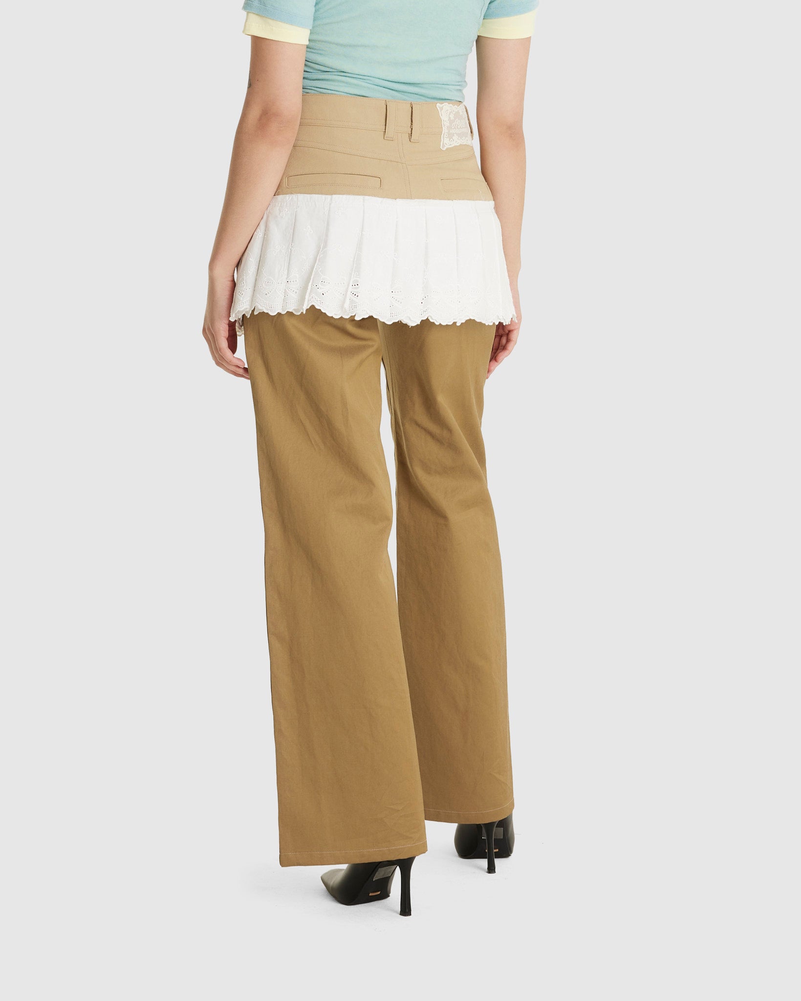 Lace Pleats Skirt Pants