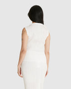 Pleated Mock Neck Sleeveless Top