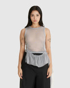 Mesh Frill Sleeveless Top