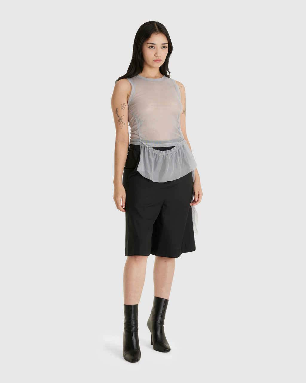 Mesh Frill Sleeveless Top