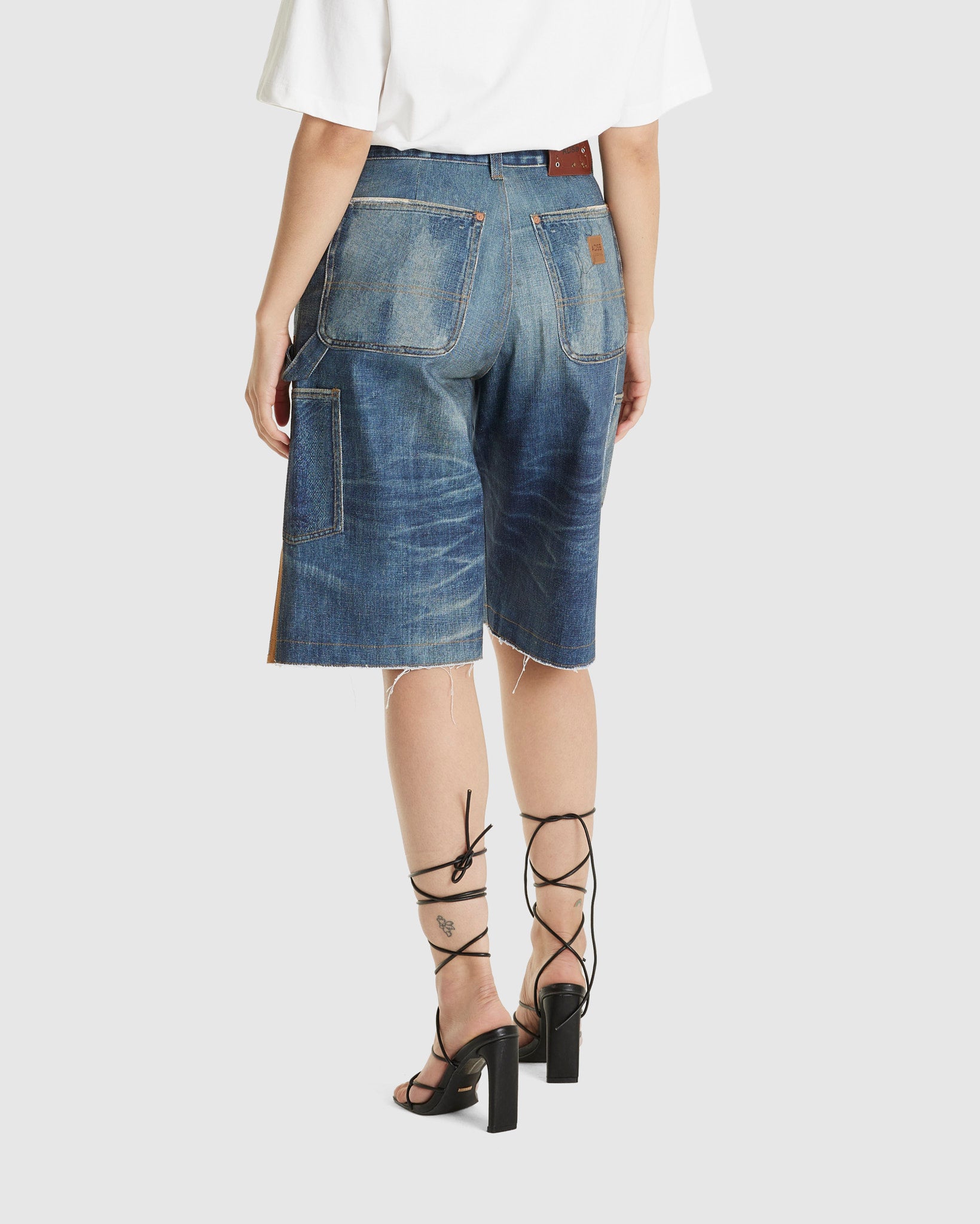 Denim Trompe L'oeil Double Knee Shorts