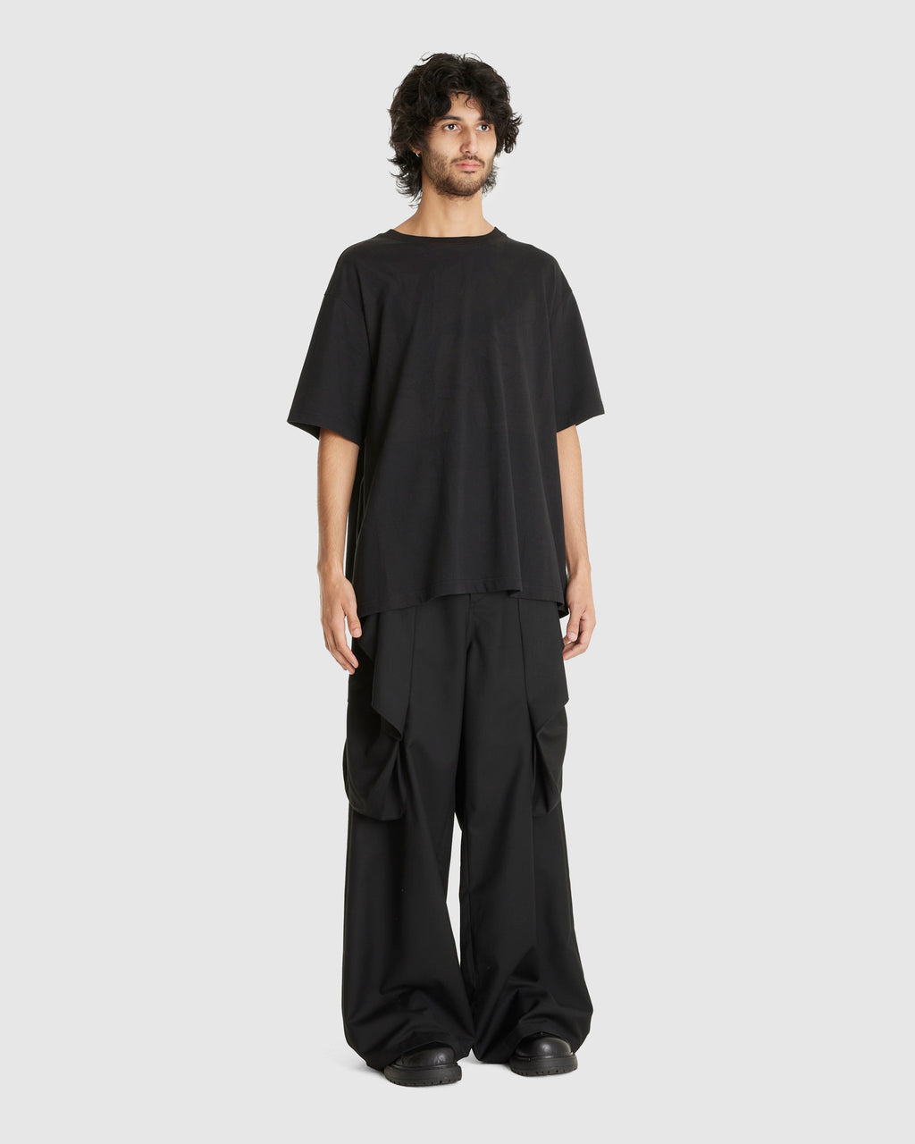Wide Leg Belted Drape Trousers