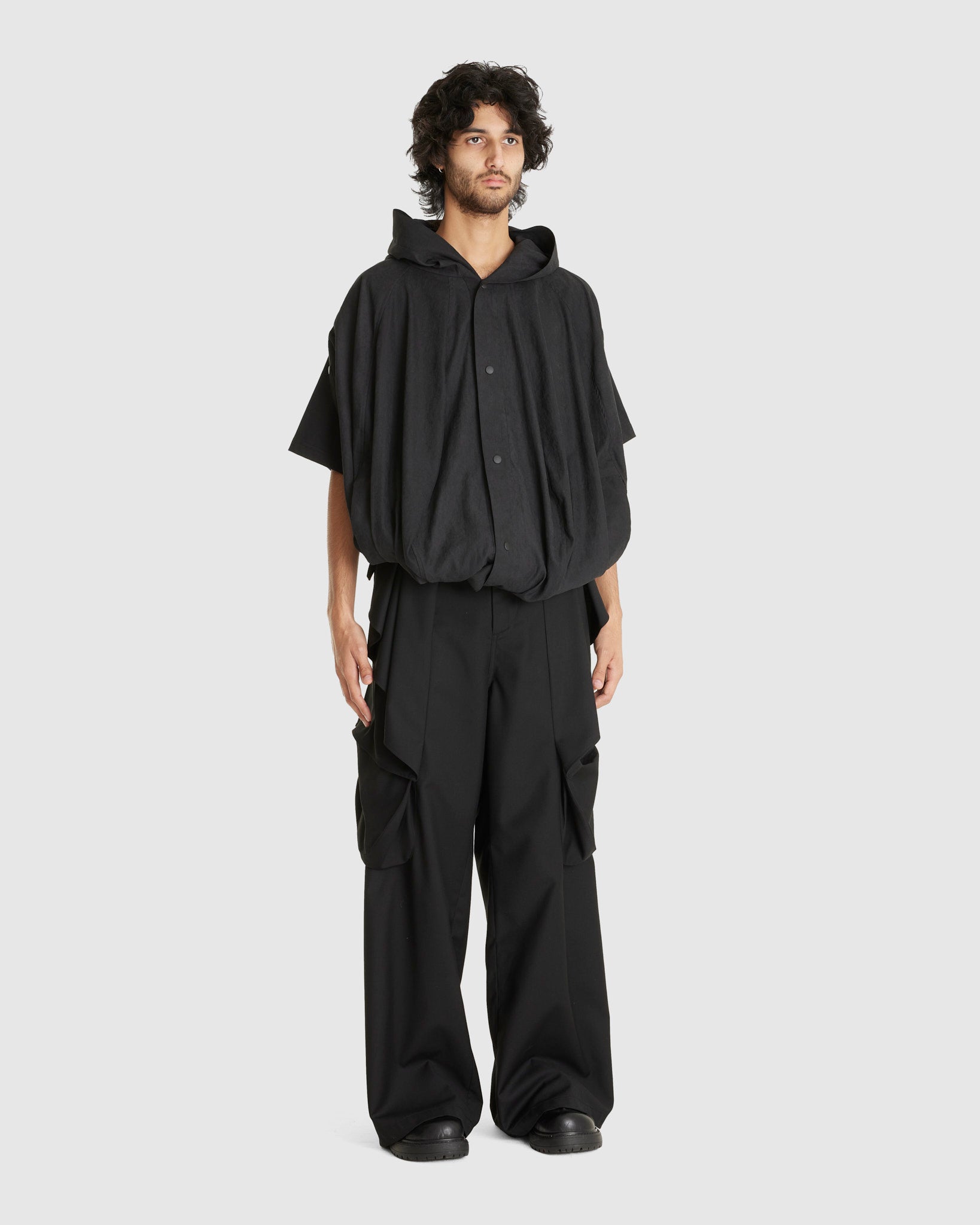 Hooded Balloon jacket Black