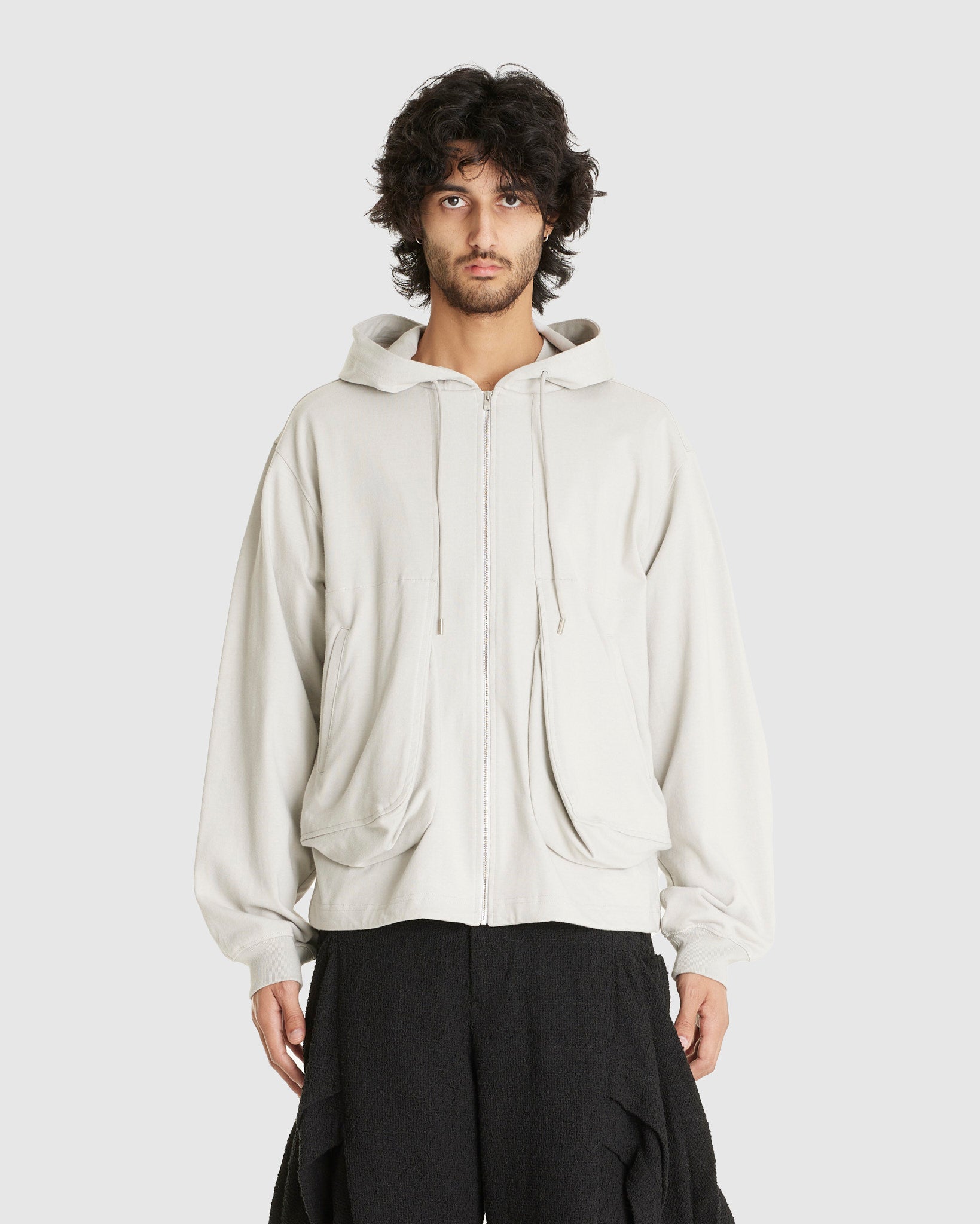 Draped Pocket Zip-up Hoodie