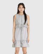 Sheer Layered Mini Dress Grey