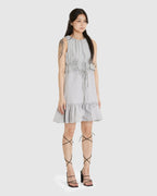 Sheer Layered Mini Dress Grey
