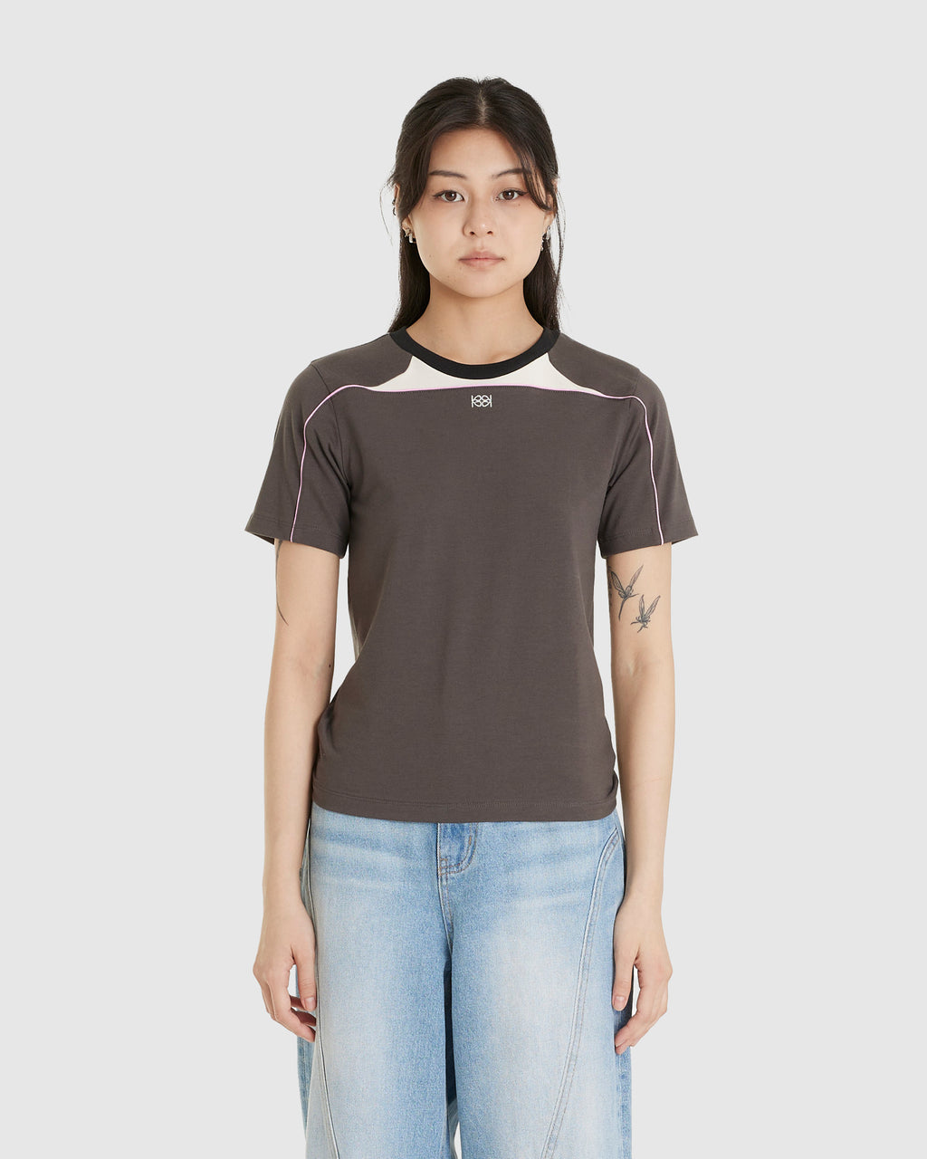 Cycle Half Sleeve Top Charcoal