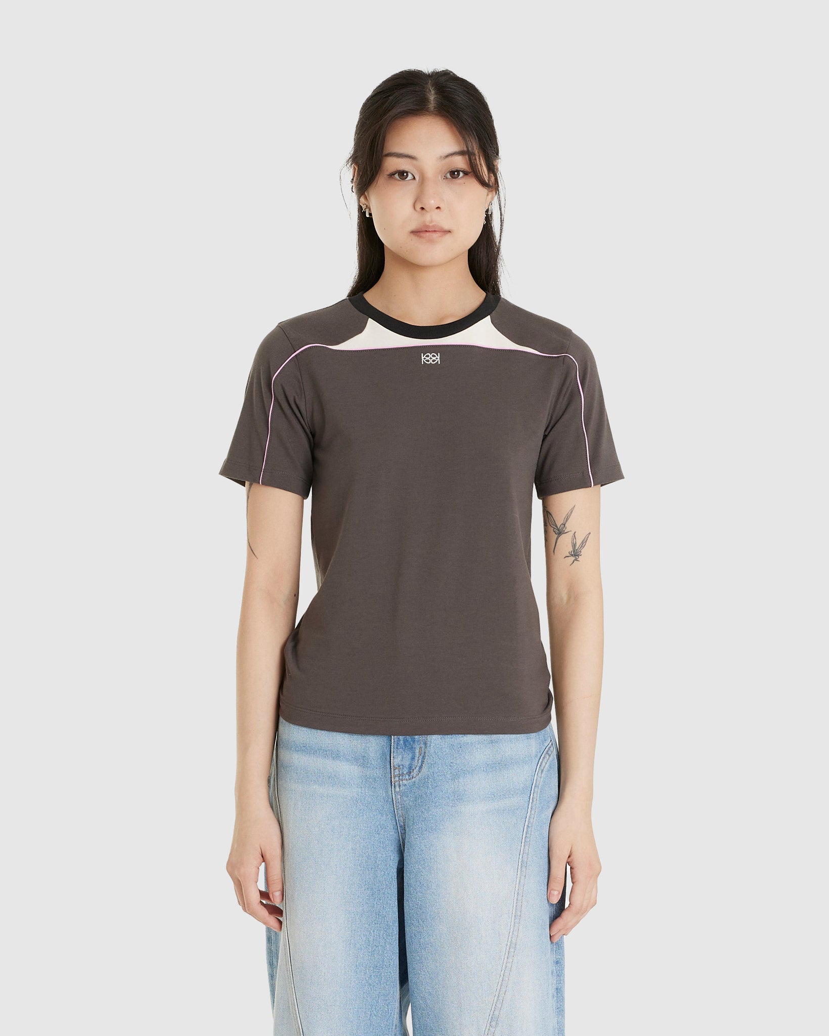 Cycle Half Sleeve Top Charcoal