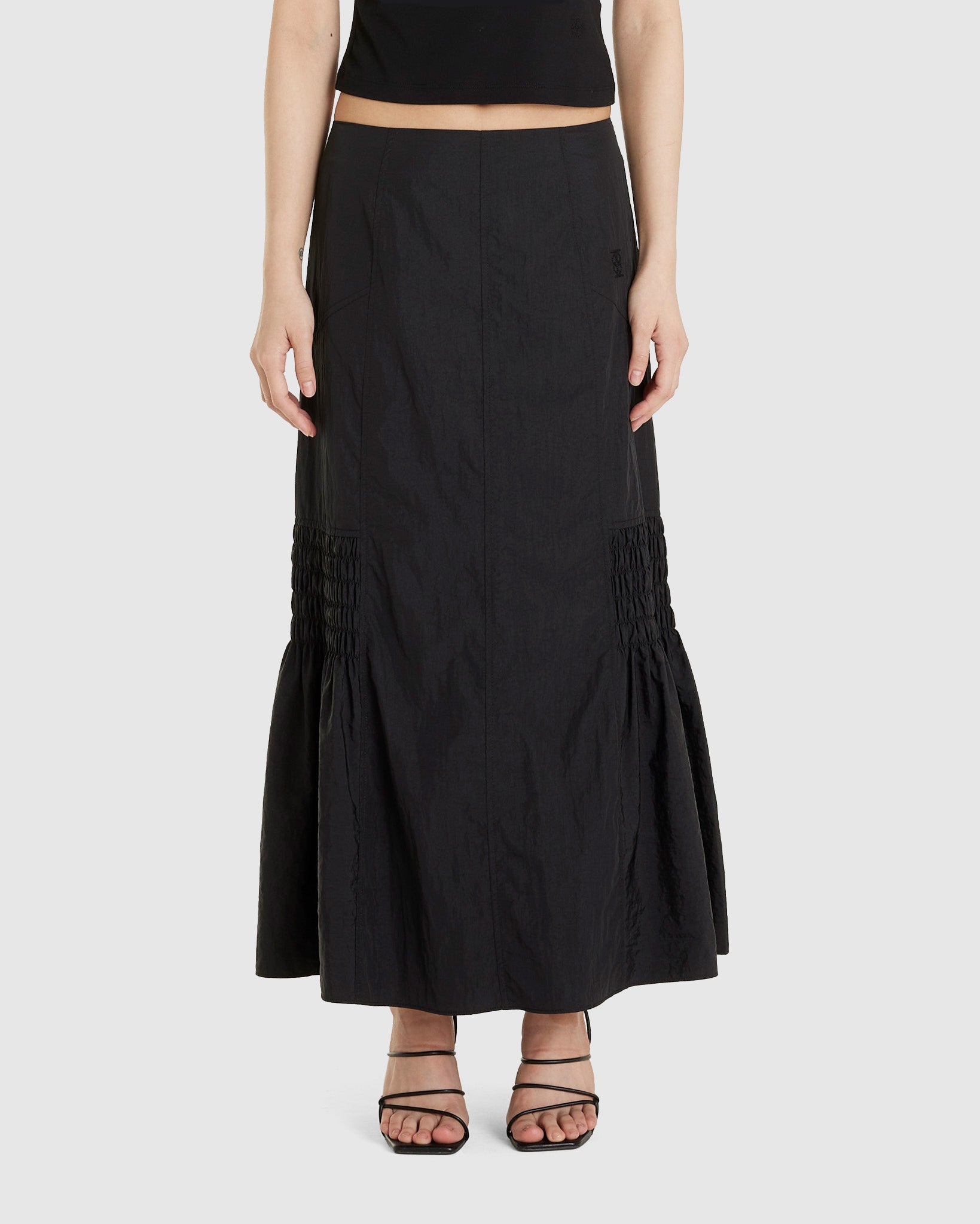 Smocked Mermaid Skirt Black