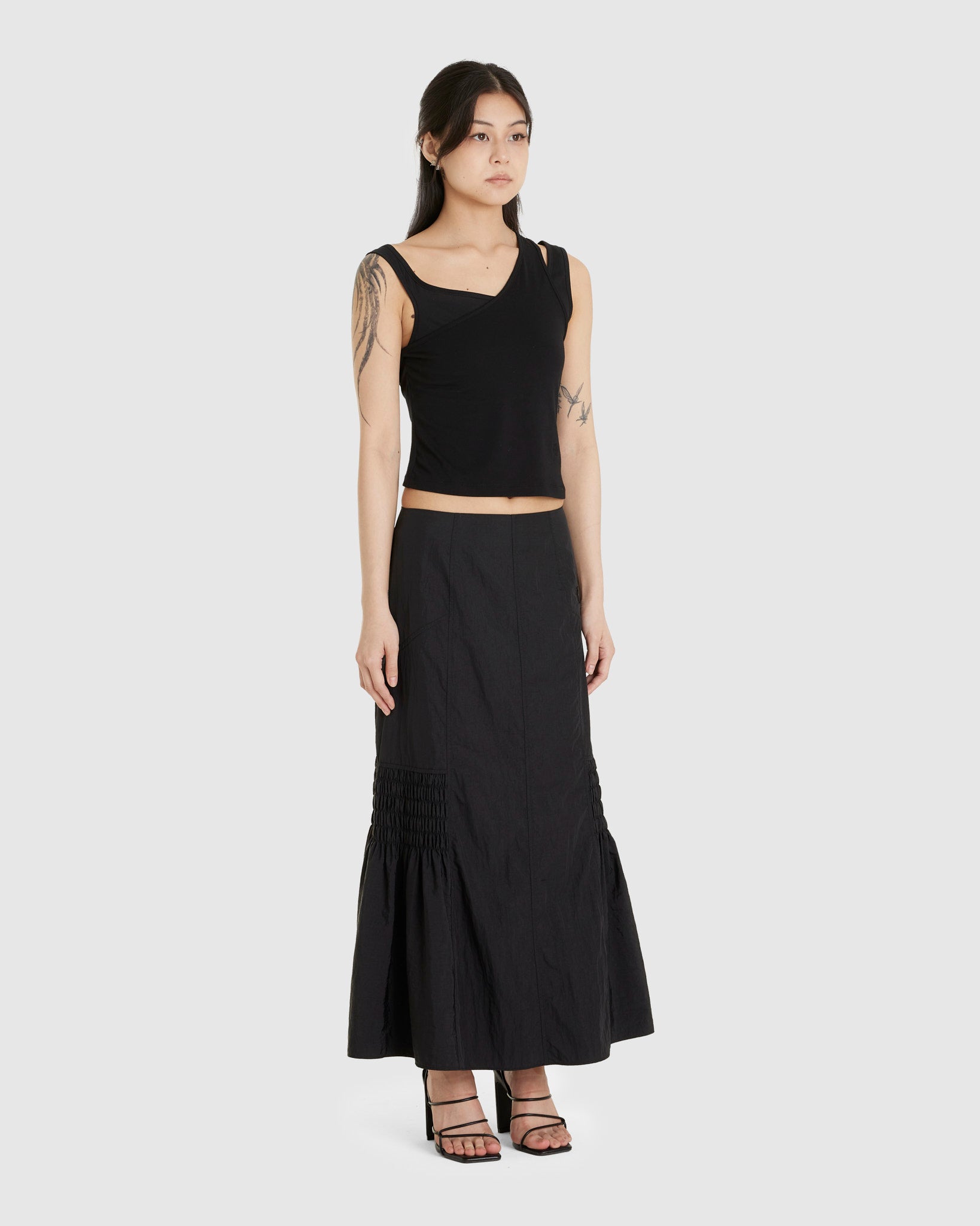 Smocked Mermaid Skirt Black