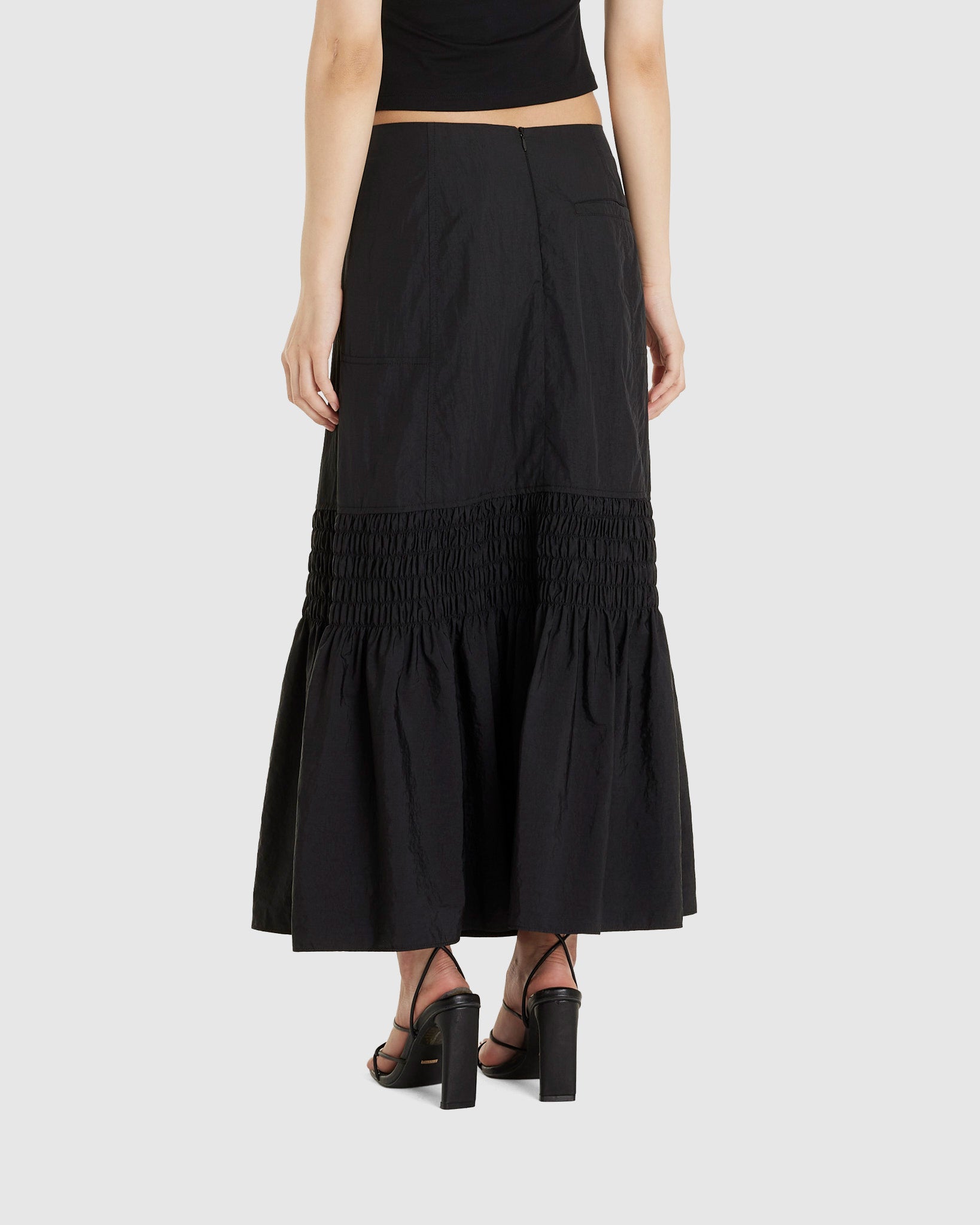 Smocked Mermaid Skirt Black