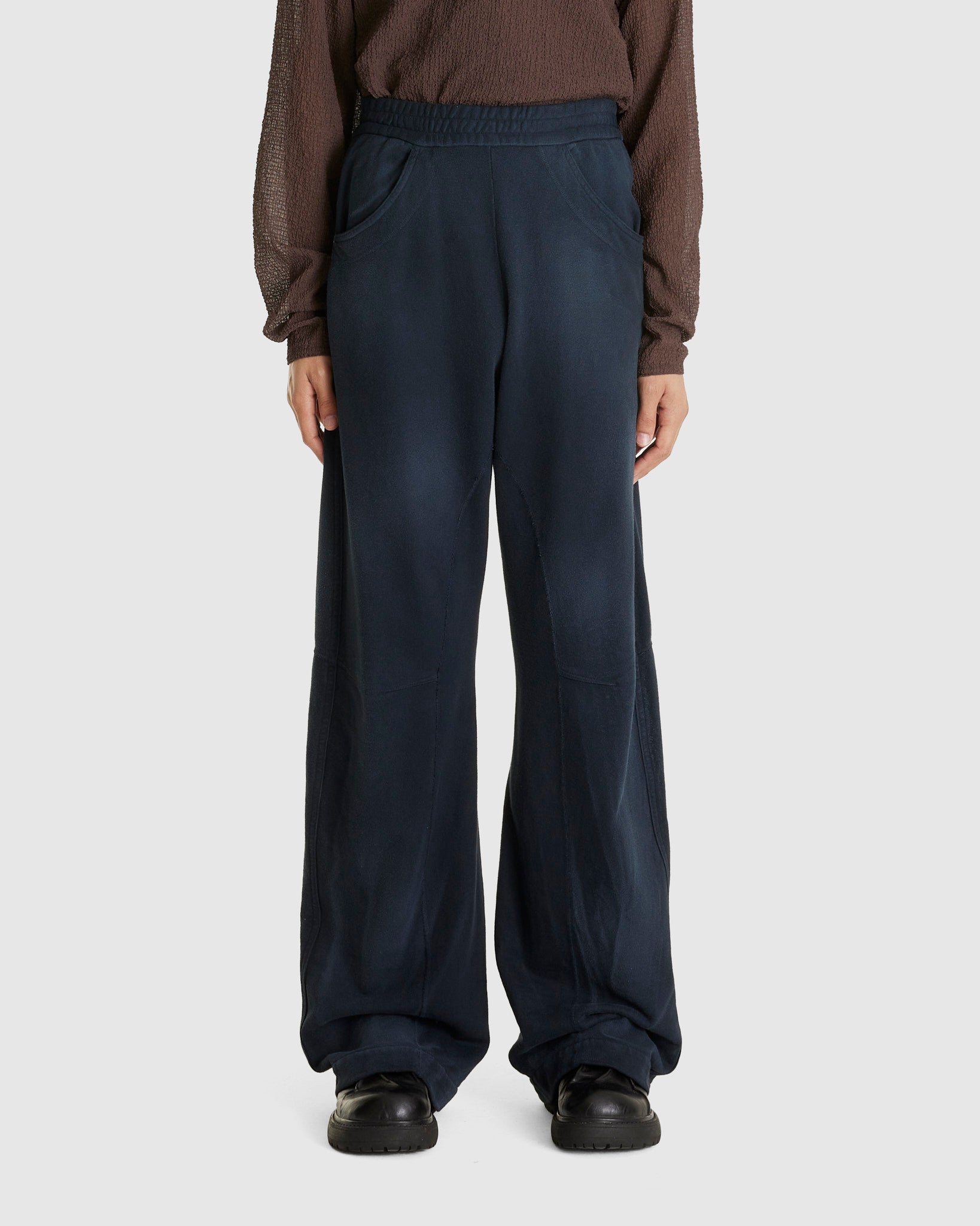 Knee Darted Flare Pants Navy