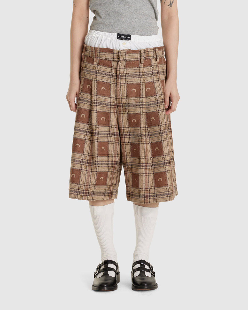 Moon Checks Jacquard Double Waisted Shorts