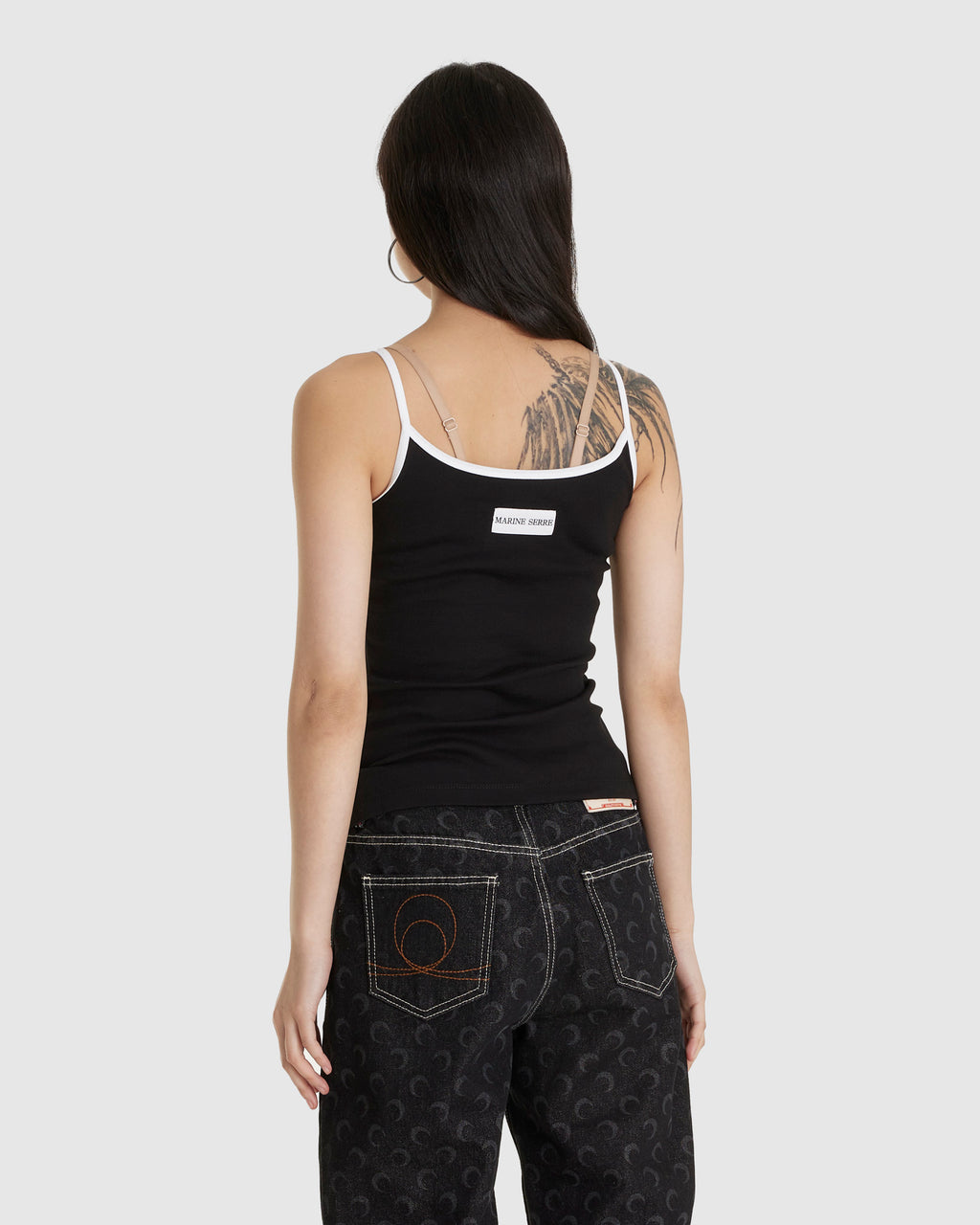 Moon Logo Ribbed Jersey Strap Top