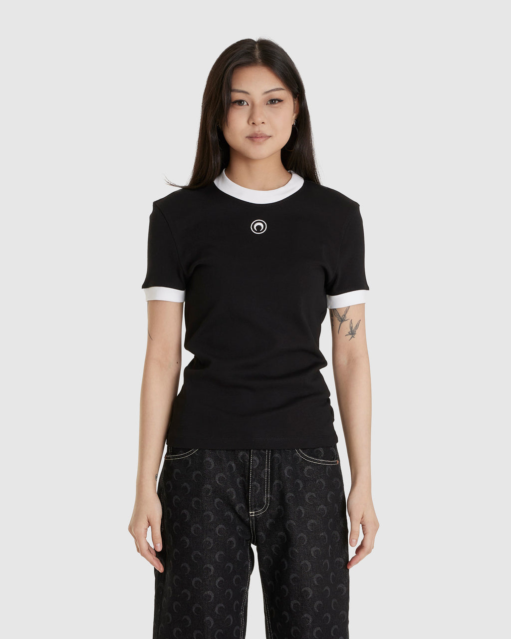 Moon Logo Jersey Fitted T-Shirt Black