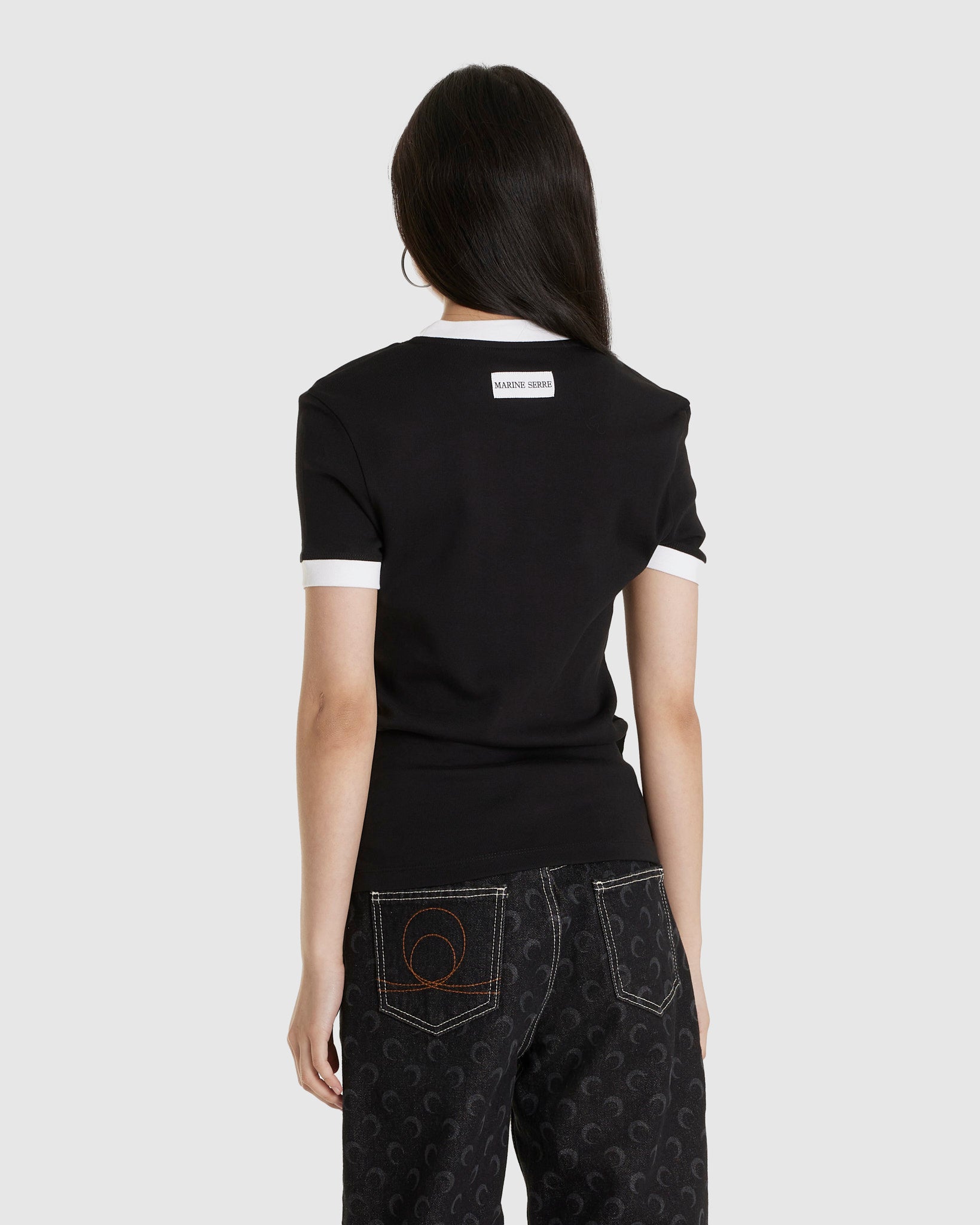 Moon Logo Jersey Fitted T-Shirt Black