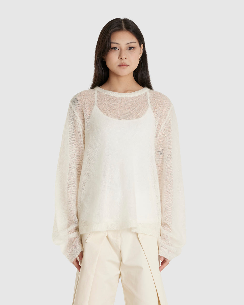 Les Sweater White Sheer Mohair (W)