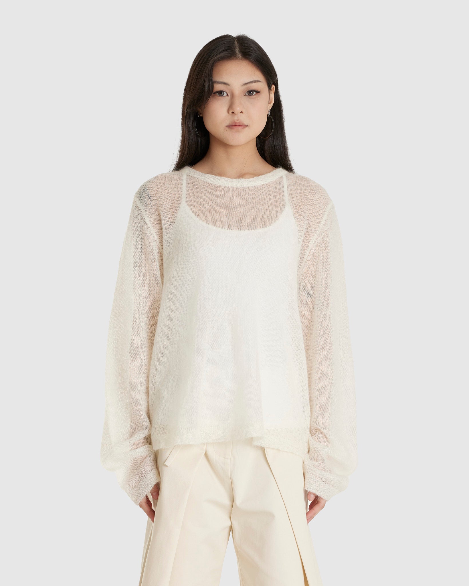 Les Sweater White Sheer Mohair (W)