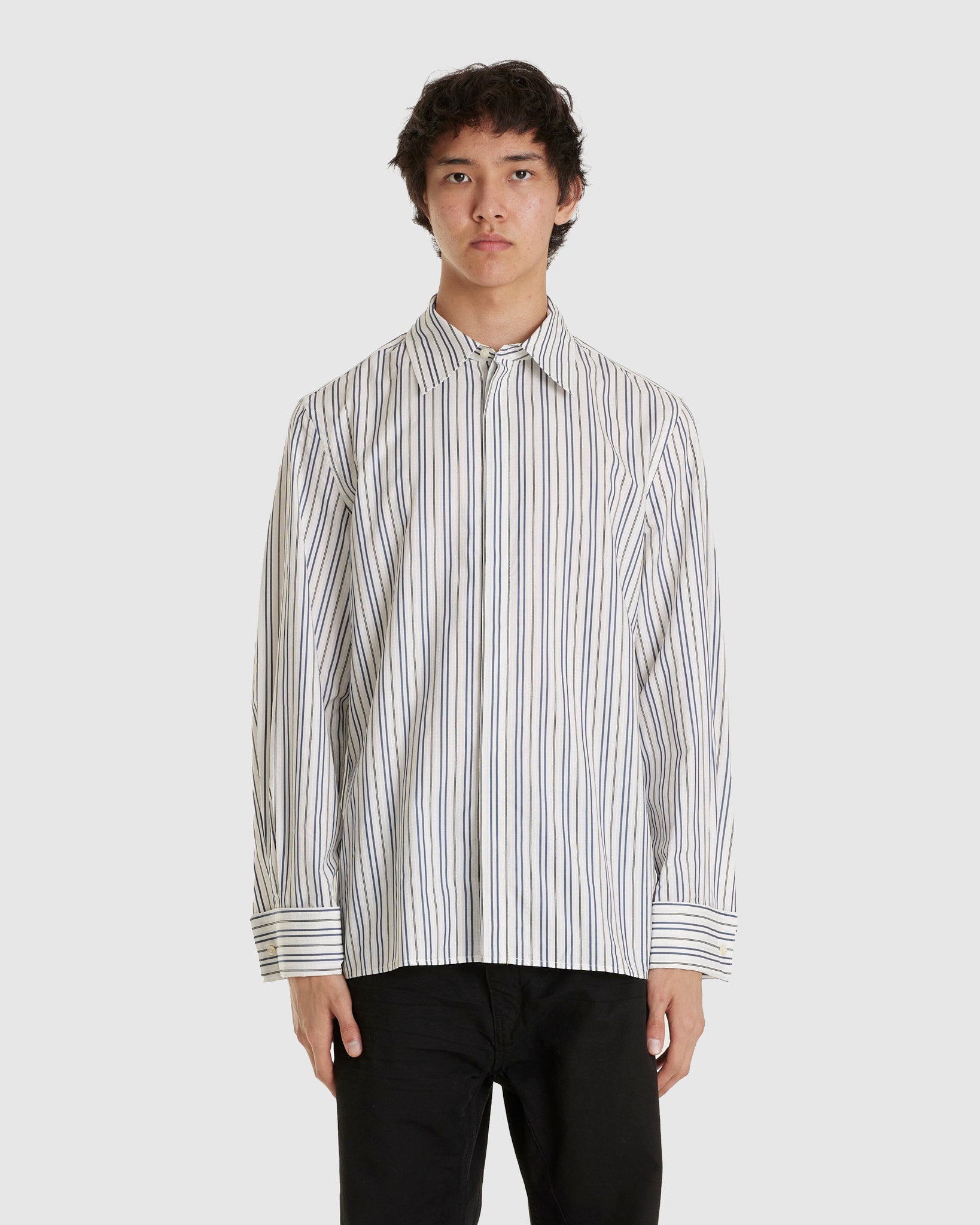 Regenerated Striped Poplin Button Up Shirt
