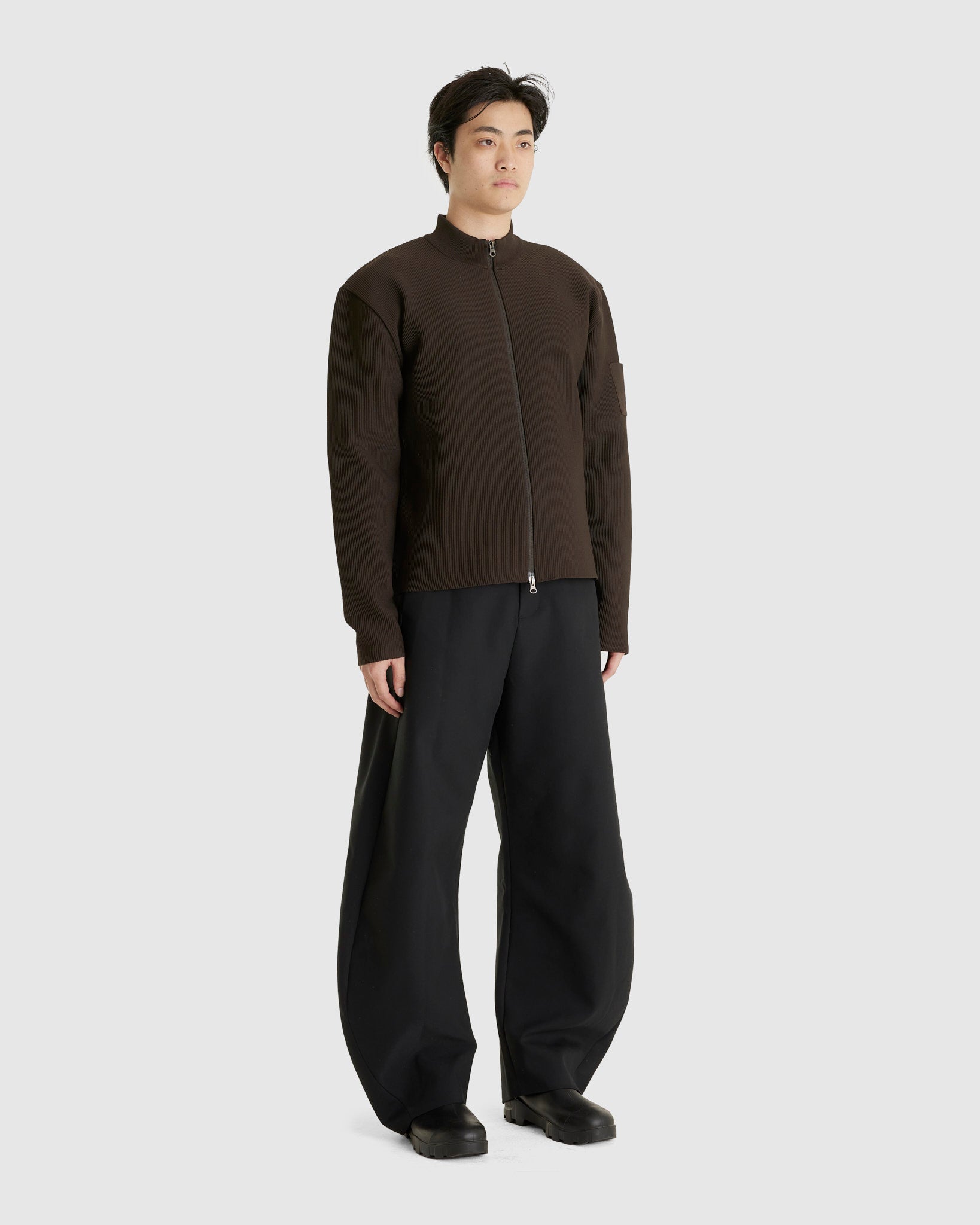 Mockneck Zip-up Cardigan