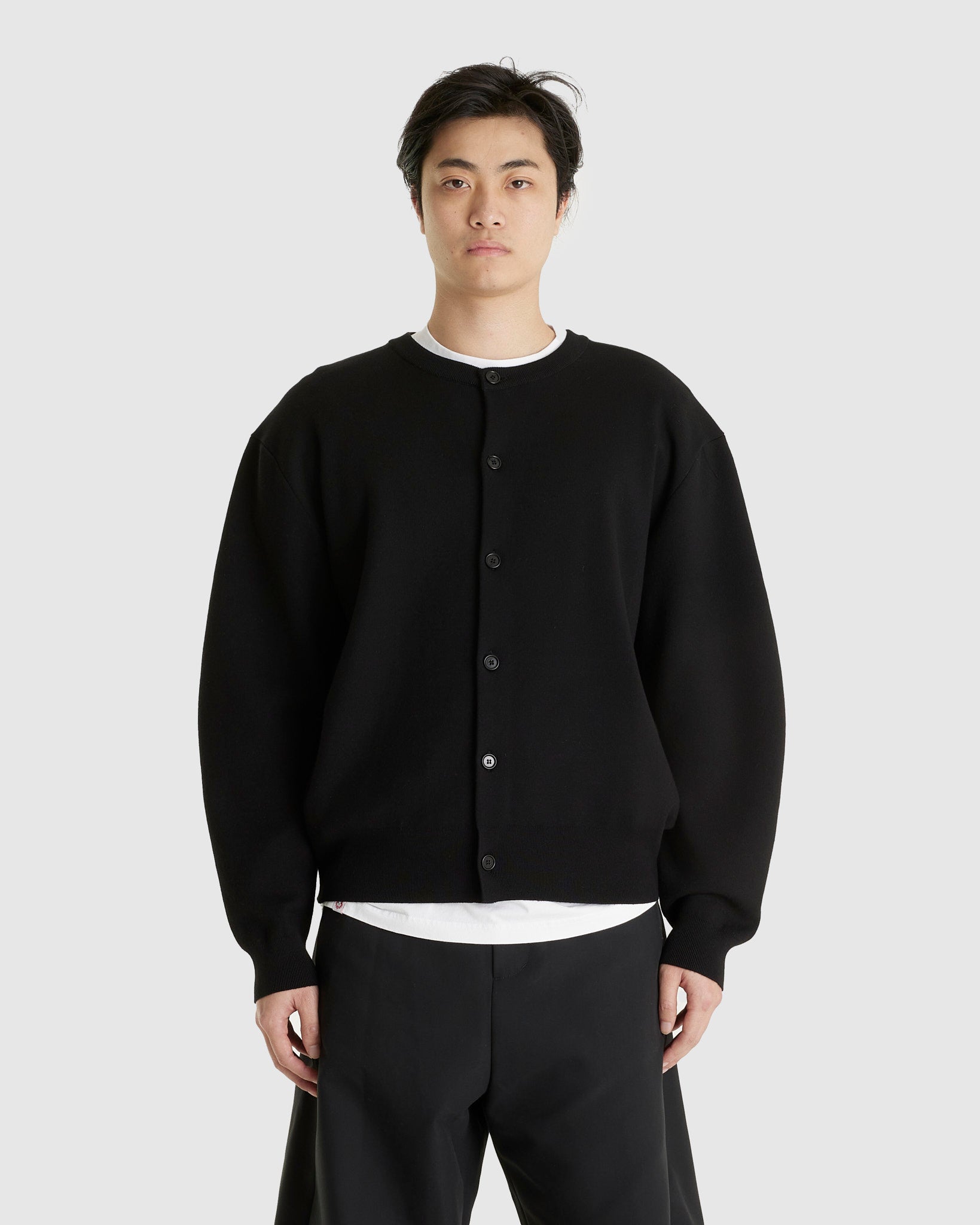 Mens Curved Cardigan Black