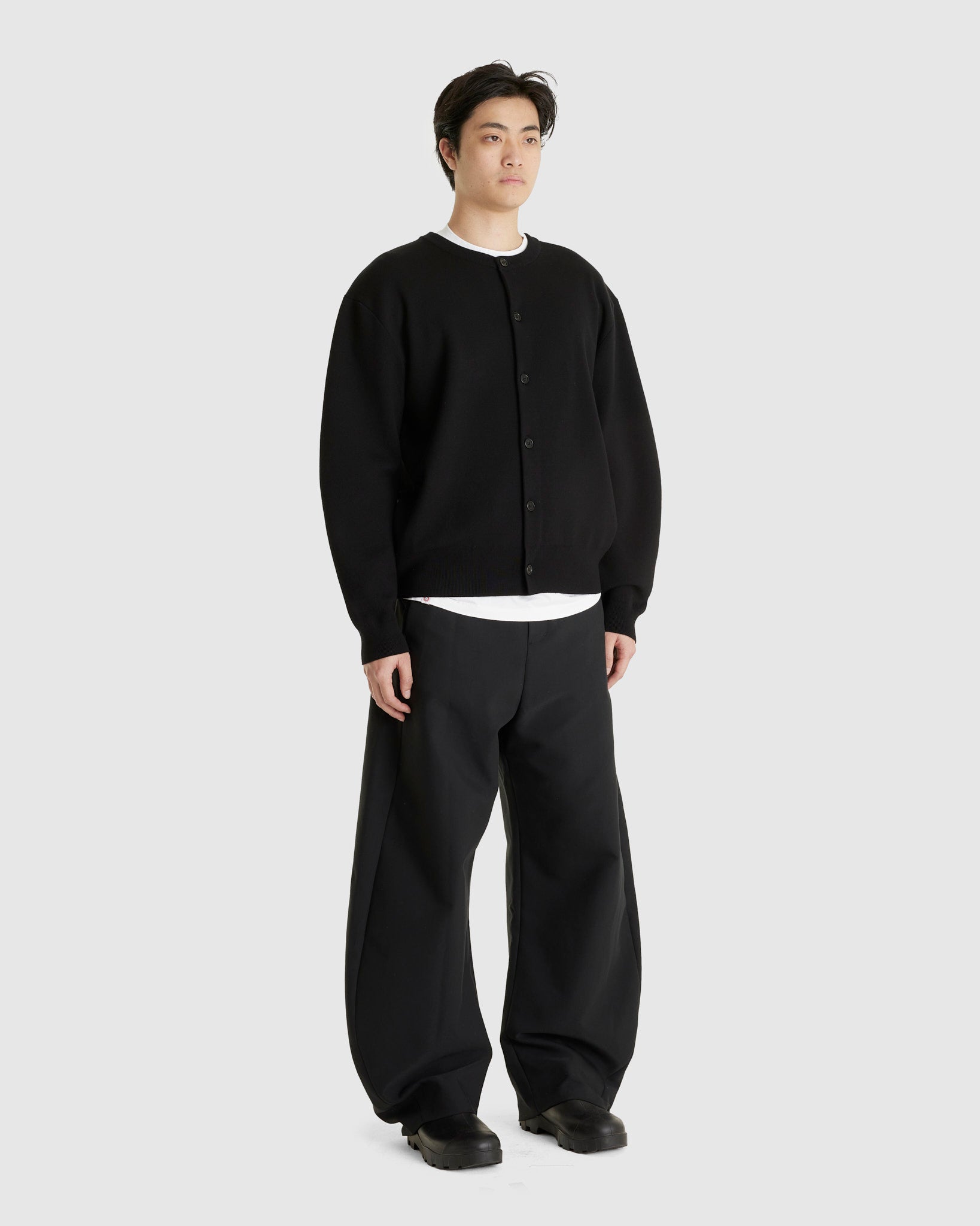 Mens Curved Cardigan Black