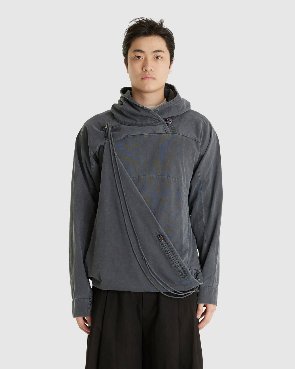 Dyed Scarf Bag Hoodie Charcoal