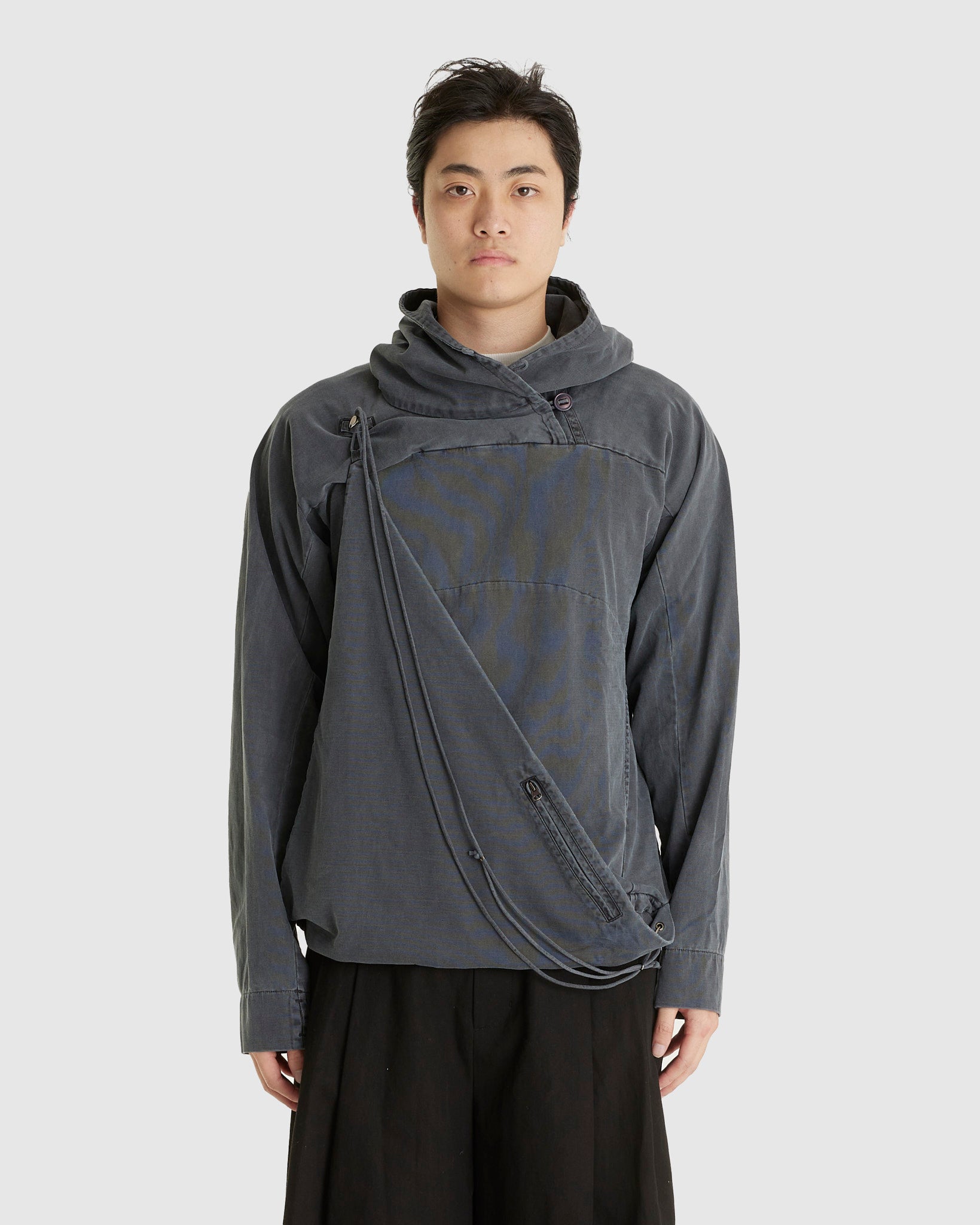 Dyed Scarf Bag Hoodie Charcoal