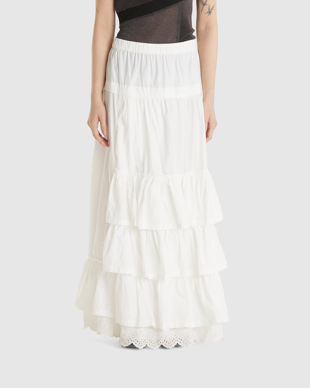 Rolled Waist Tiered Skirt