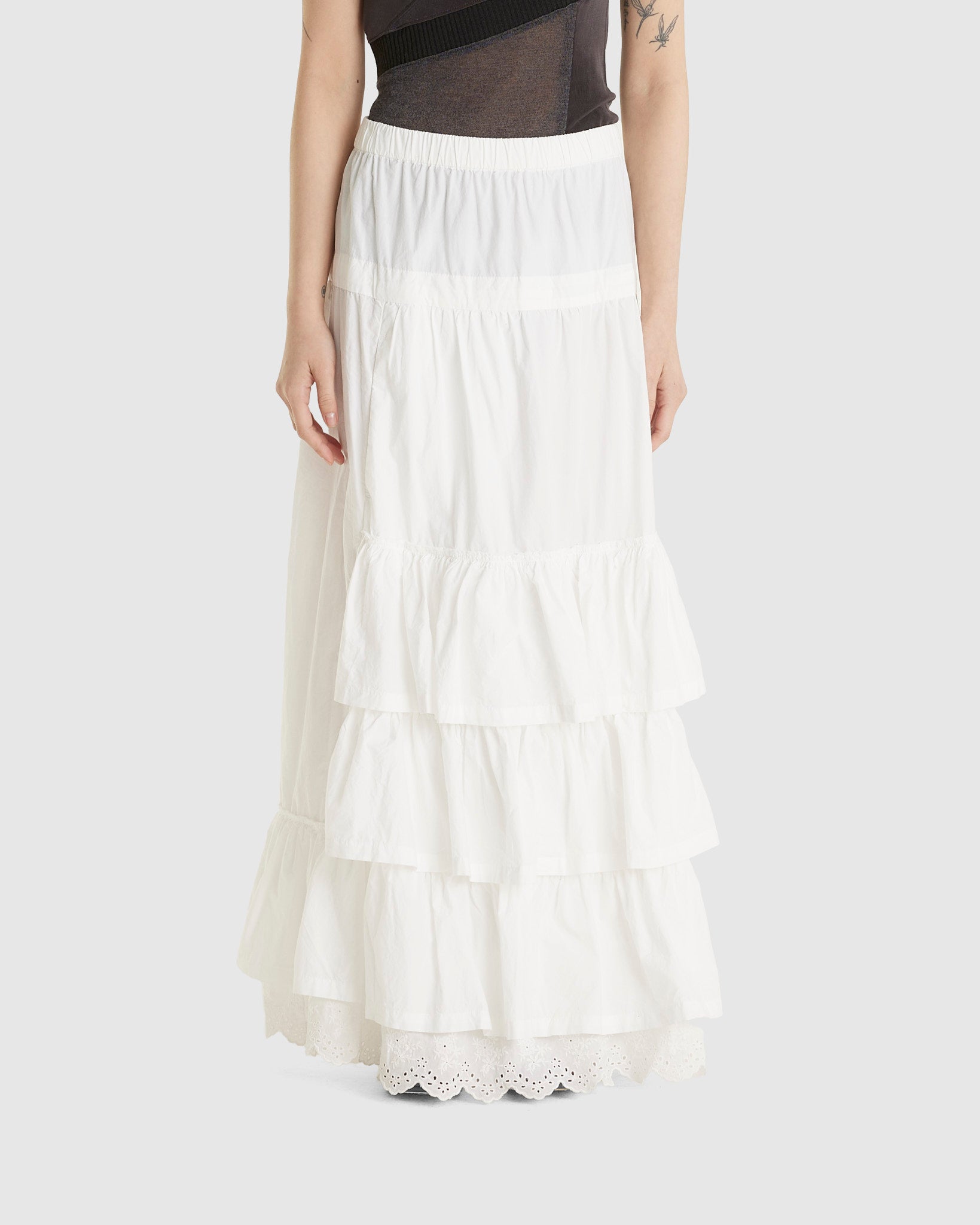 Rolled Waist Tiered Skirt