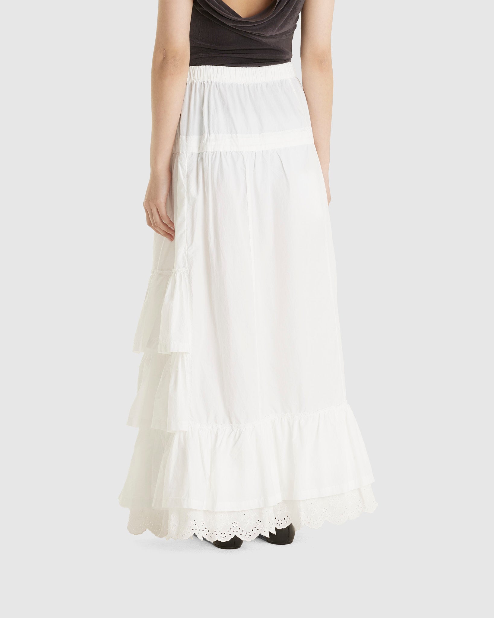Rolled Waist Tiered Skirt