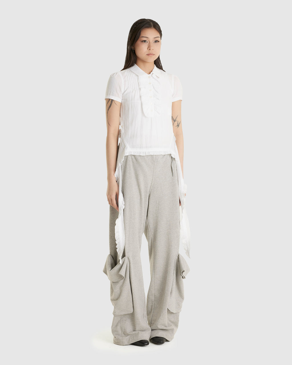 Rolled Waist Sweat Cargo Pants