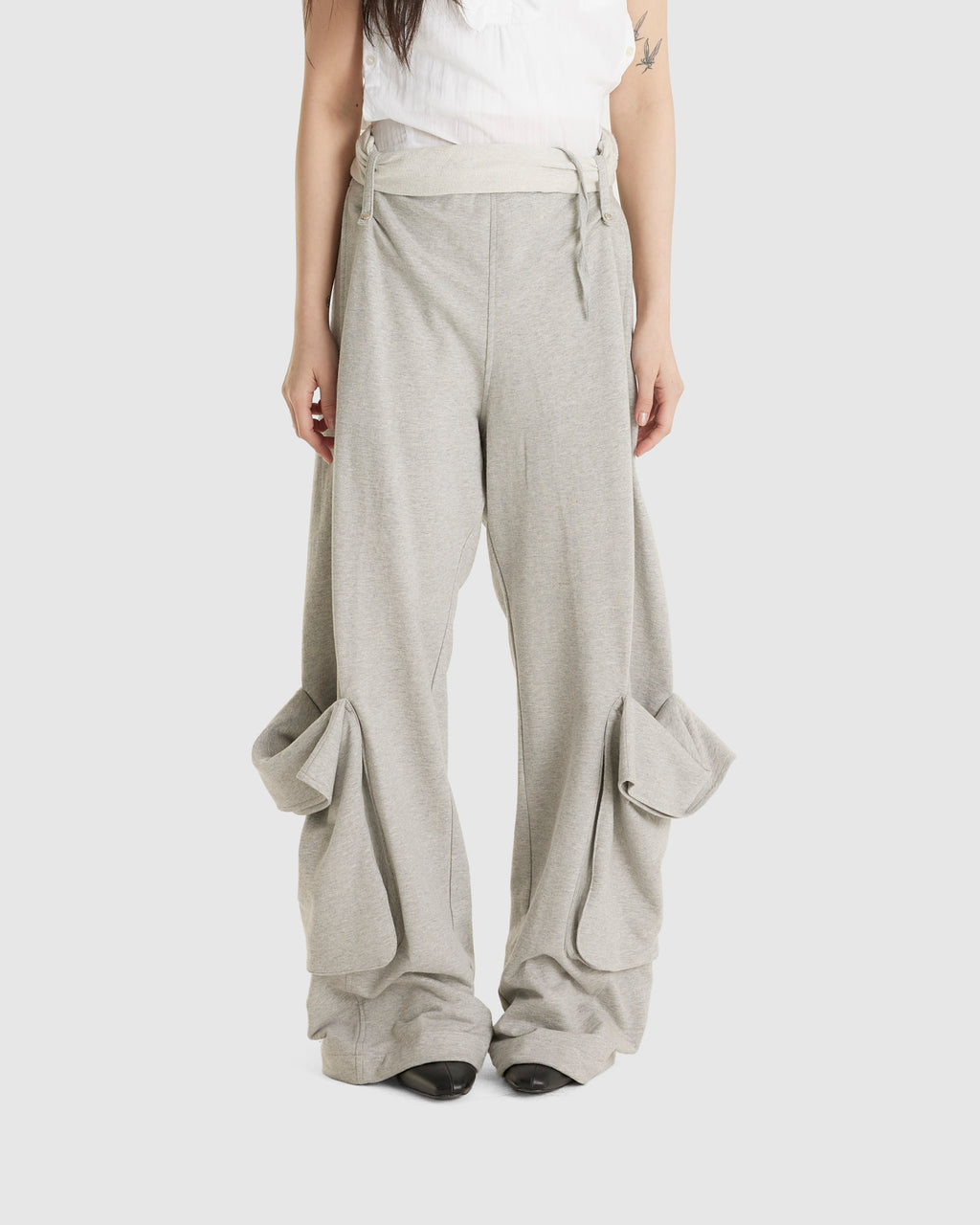 Rolled Waist Sweat Cargo Pants